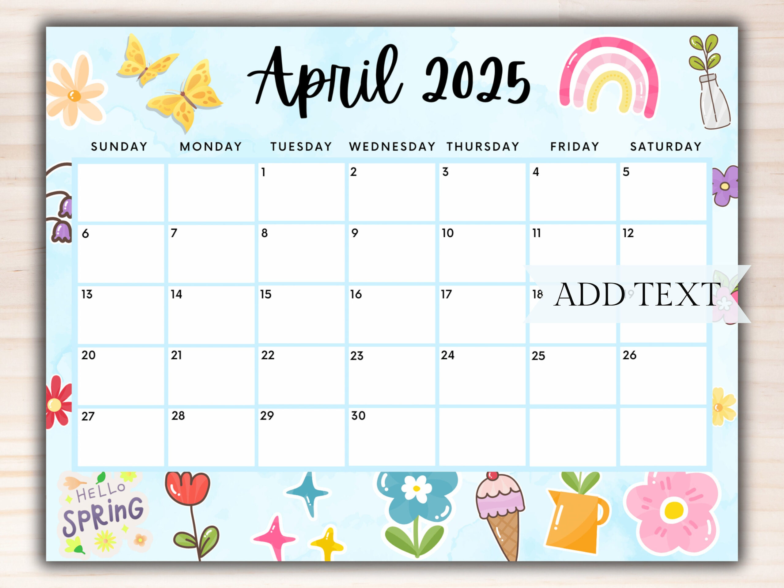 Editable April 2025 Calendar, Printable Calendar Blue W/ Colorful within Manchester United Fc Poster 2025 Calendar Printable