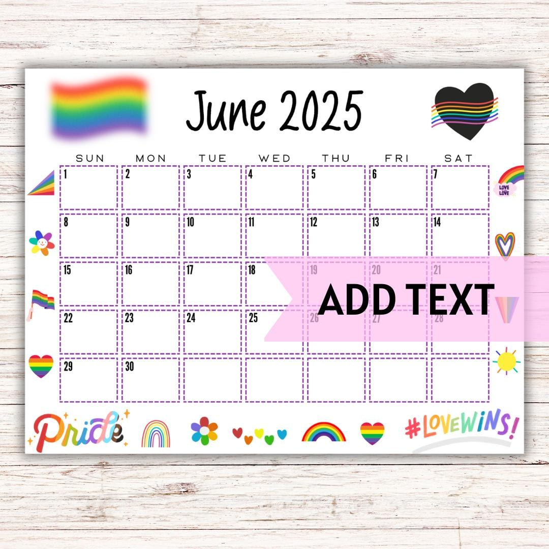 Editable June 2025 Calendar | Lgbtq+ Month Planner | Printable Pride Month June Calendar | Pride Calendar | 2025 Wall Calendar | Pride Month - Etsy with Rainbow Brite 2025 Calendar Printable