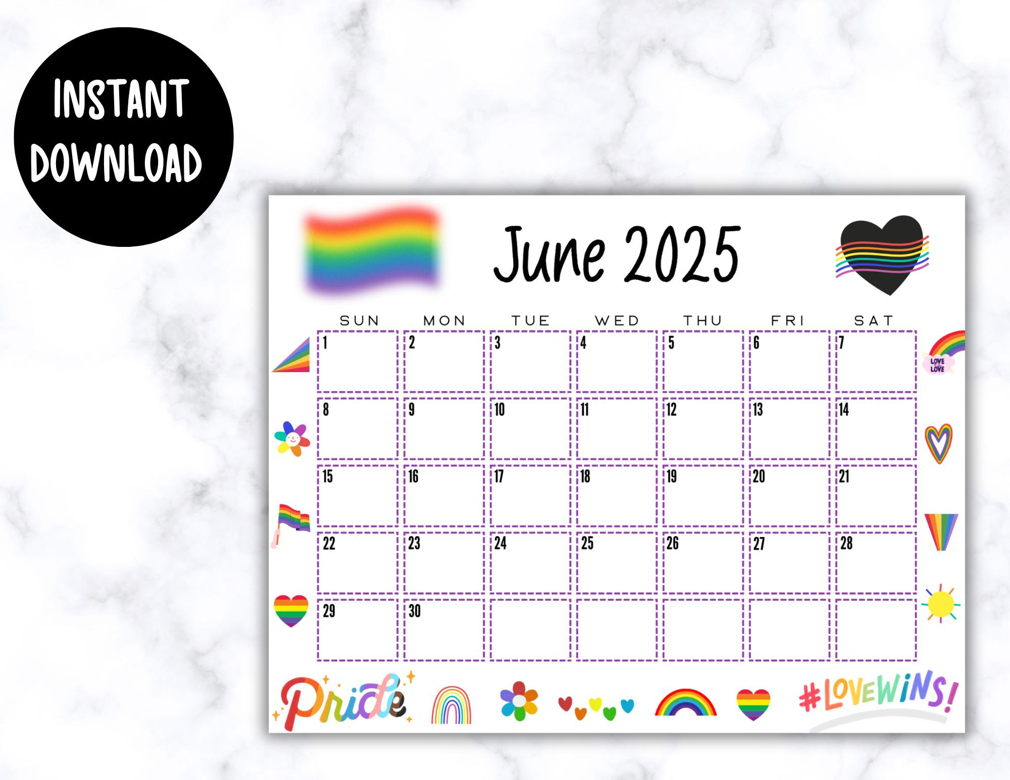 Editable June 2025 Calendar | Lgbtq+ Month Planner | Printable with regard to June 2025 Pride Month Calendar