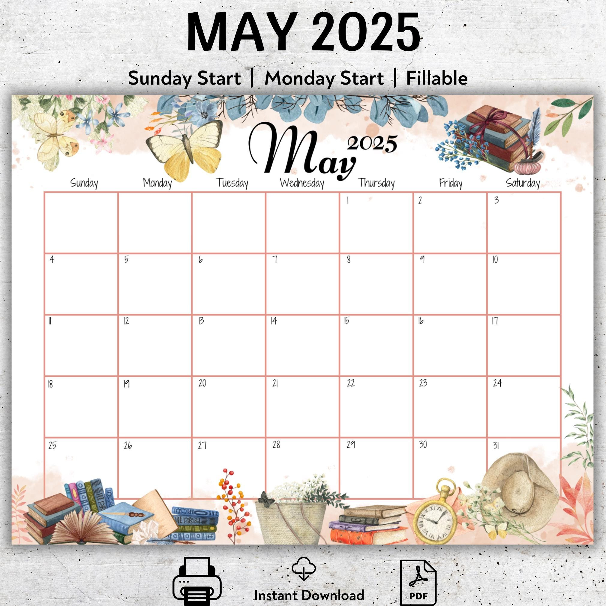 Editable May 2025 Calendar, Mother&amp;#039;S Day, Gift For Teacher with Moms Planner 2025 Calendar Organizer Printable