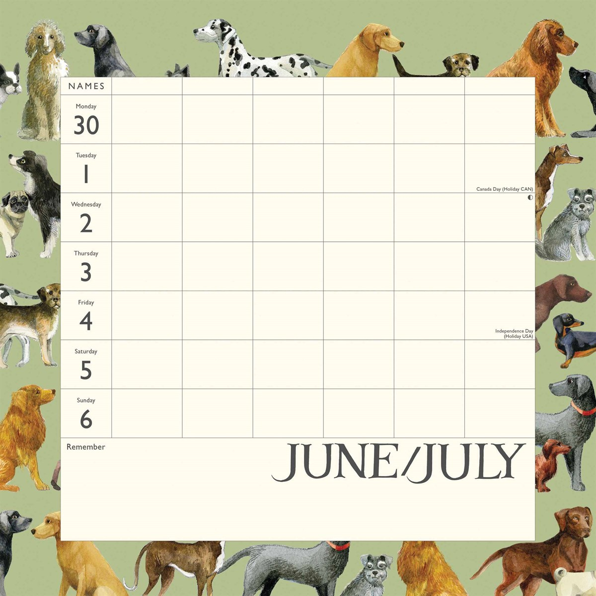 Emma Bridgewater, Dates Dinners &amp;amp; Dog Walks Family Organiser 2025 inside Dog Dreams 2025 Calendar Printable