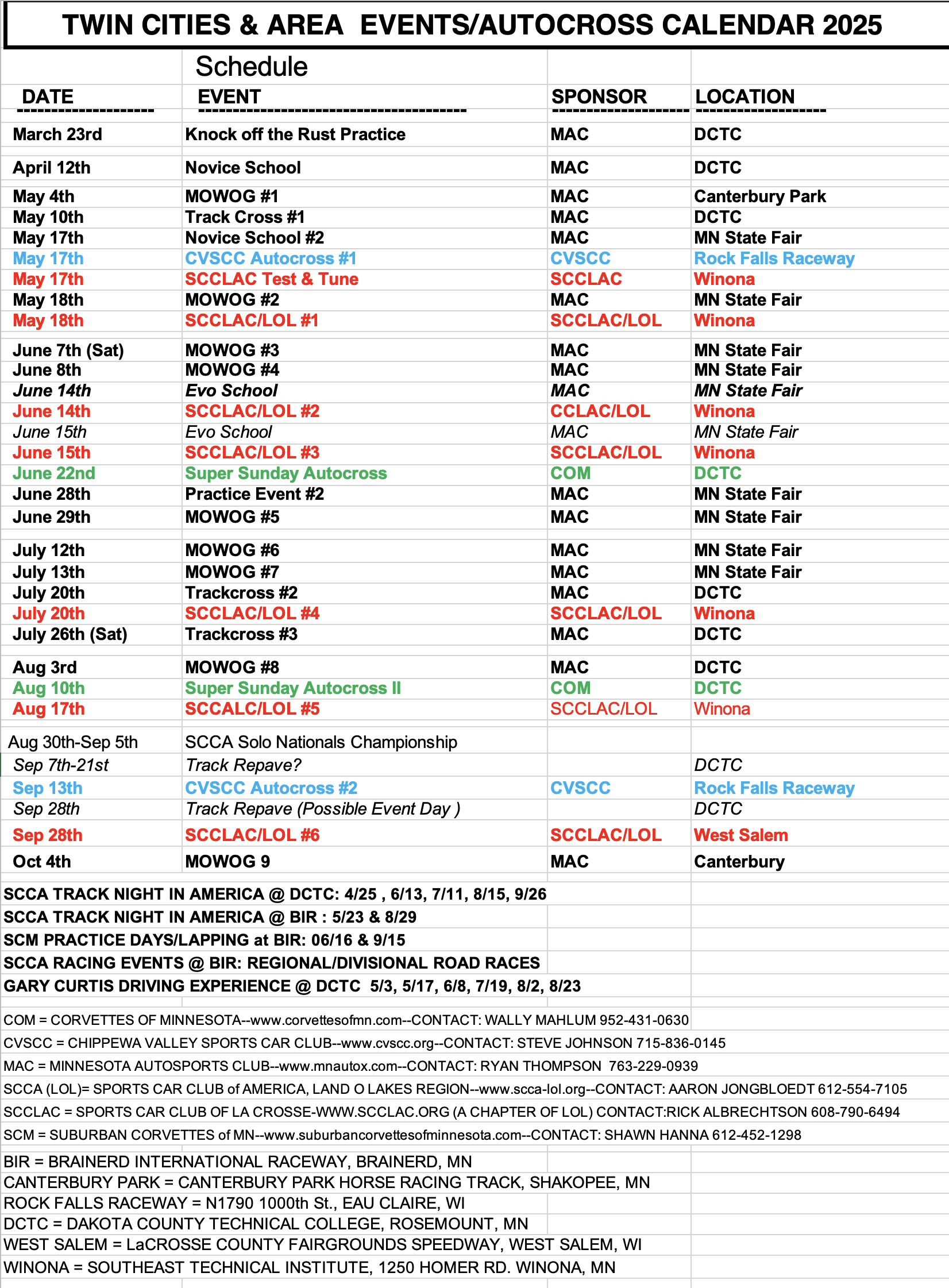 Events - Corvettes Of Mn within Twin Cities Events 2025 Calendar Printable