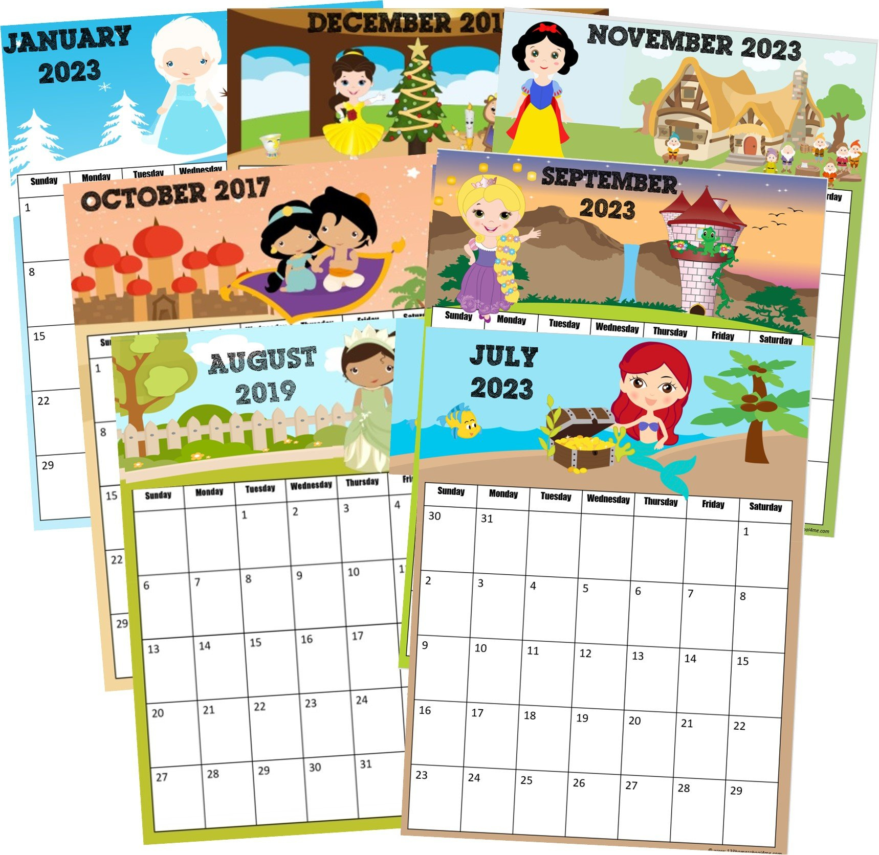 👑 Free Printable Disney Princess Calendar 2025 inside Disney Villains 2025 Calendar Printable