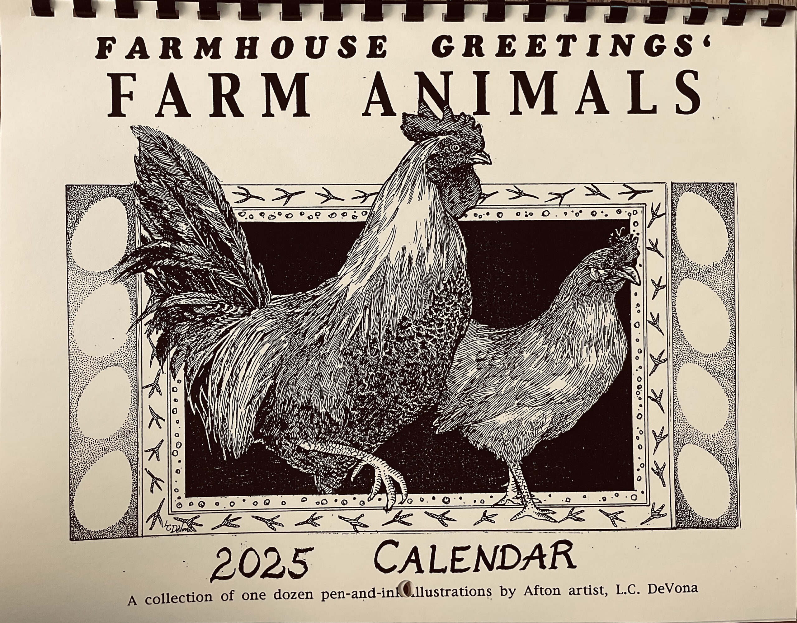 Farm Animals 2025 Wall Calendar- Illustrated, Printed And Produced with American Farmhouse 2025 Calendar Printable