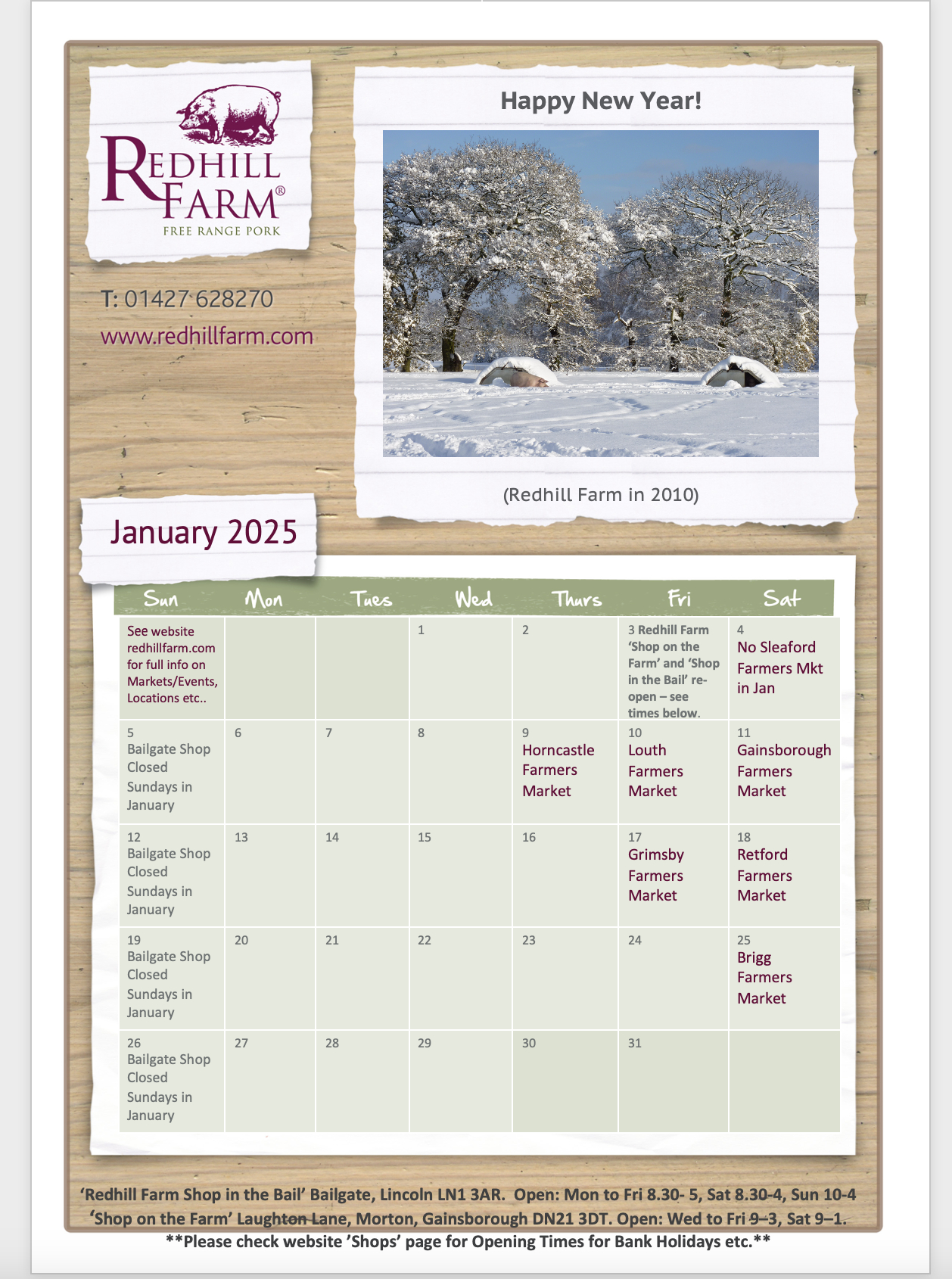 Farmers&amp;#039; Markets - Redhill Farm within Farmers Market 2025 Calendar Printable