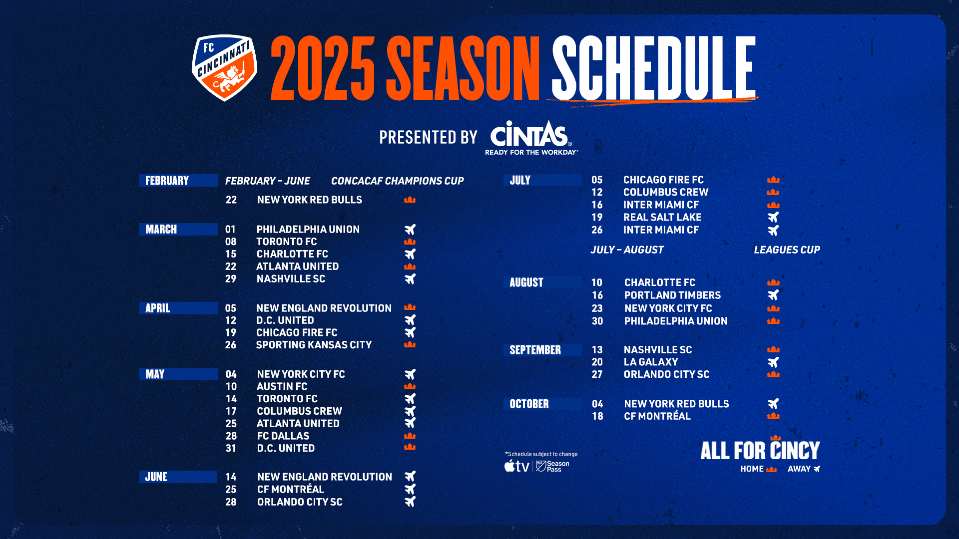 Fc Cincinnati&amp;#039;S 2025 Major League Soccer Regular Season Schedule intended for Mls Cincinnati Fc 2025 Calendar Printable