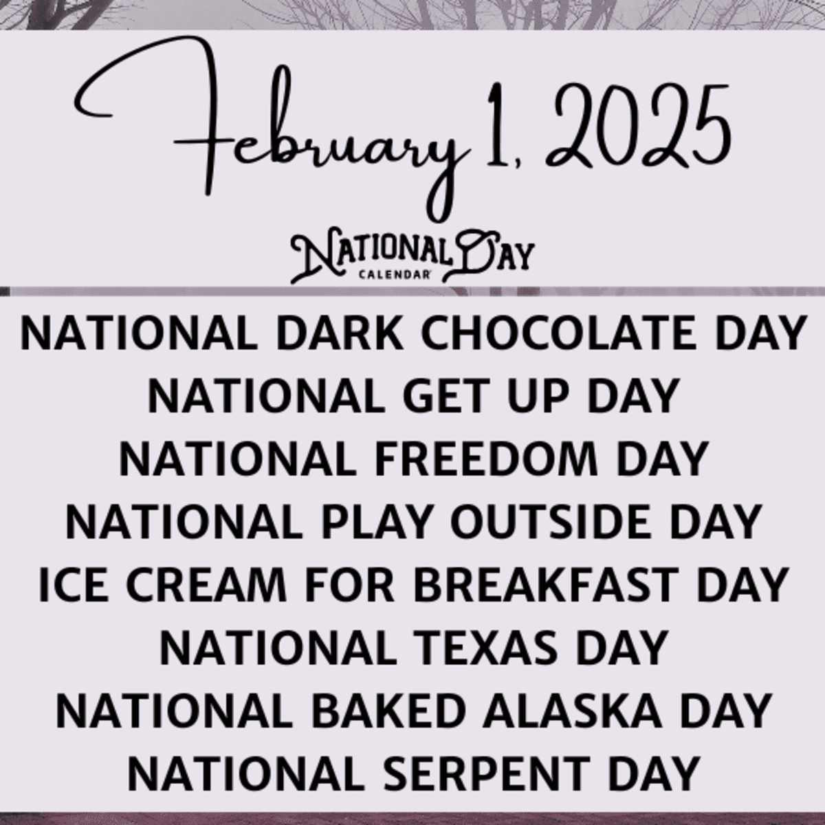 February 1, 2025 | National Dark Chocolate Day | National Get Up intended for National Day Calendar For February 2025