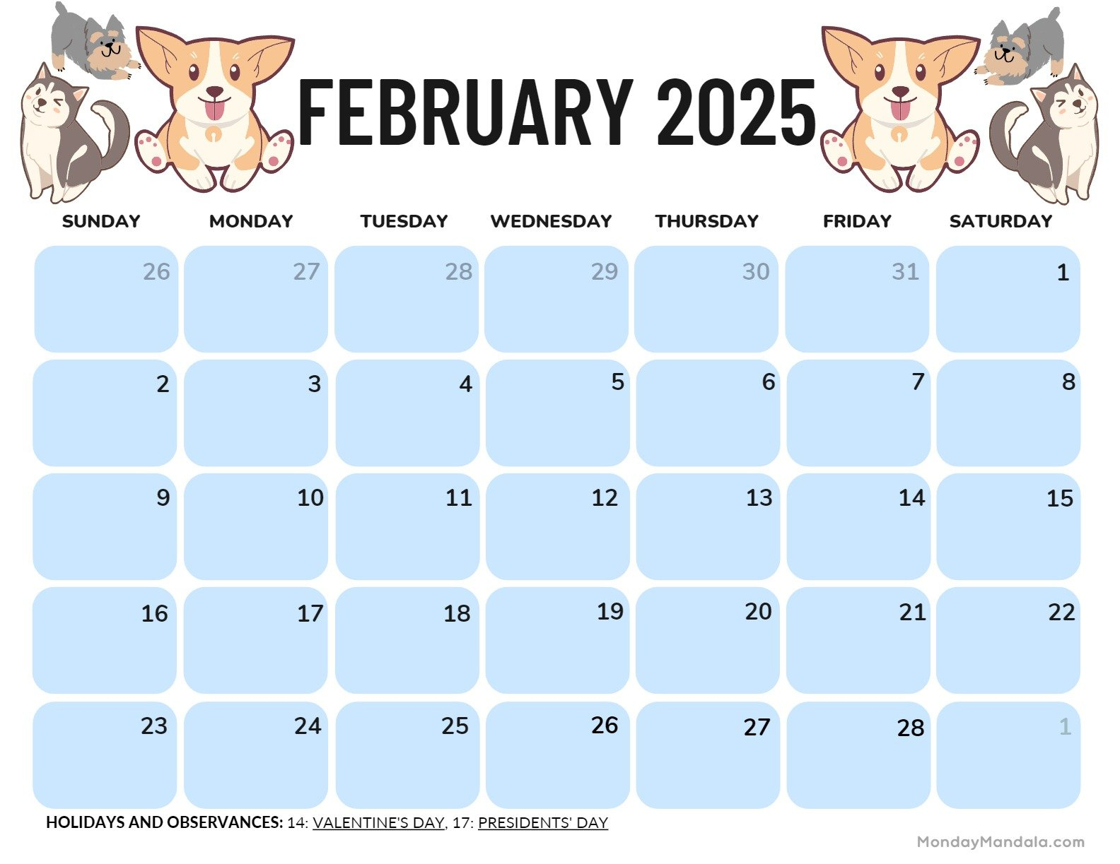 February 2025 Calendar (52 Free Pdf Printables) regarding Wildlife Special Value 2025 Calendar Printable