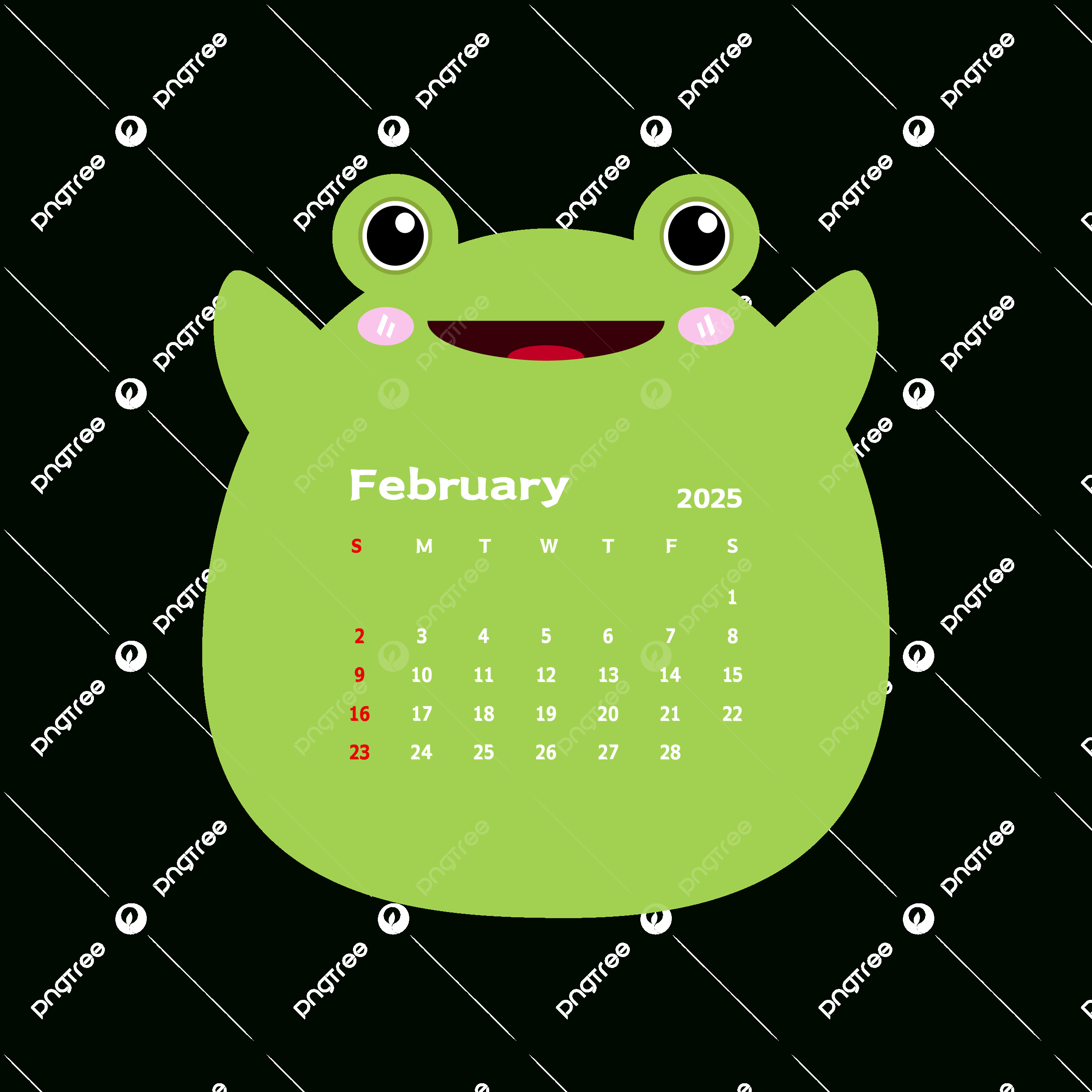 February 2025 Monthly Calendar With Cute Cartoon Frog Vector, Frog inside Frogs 2025 Calendar Printable
