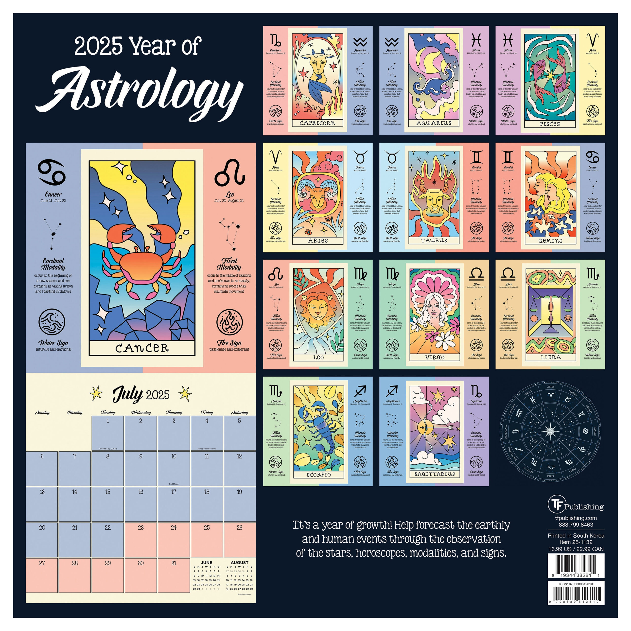 Final Sale 2025 Astrology Wall Calendar - Etsy within Zodiac 2025 Calendar Printable