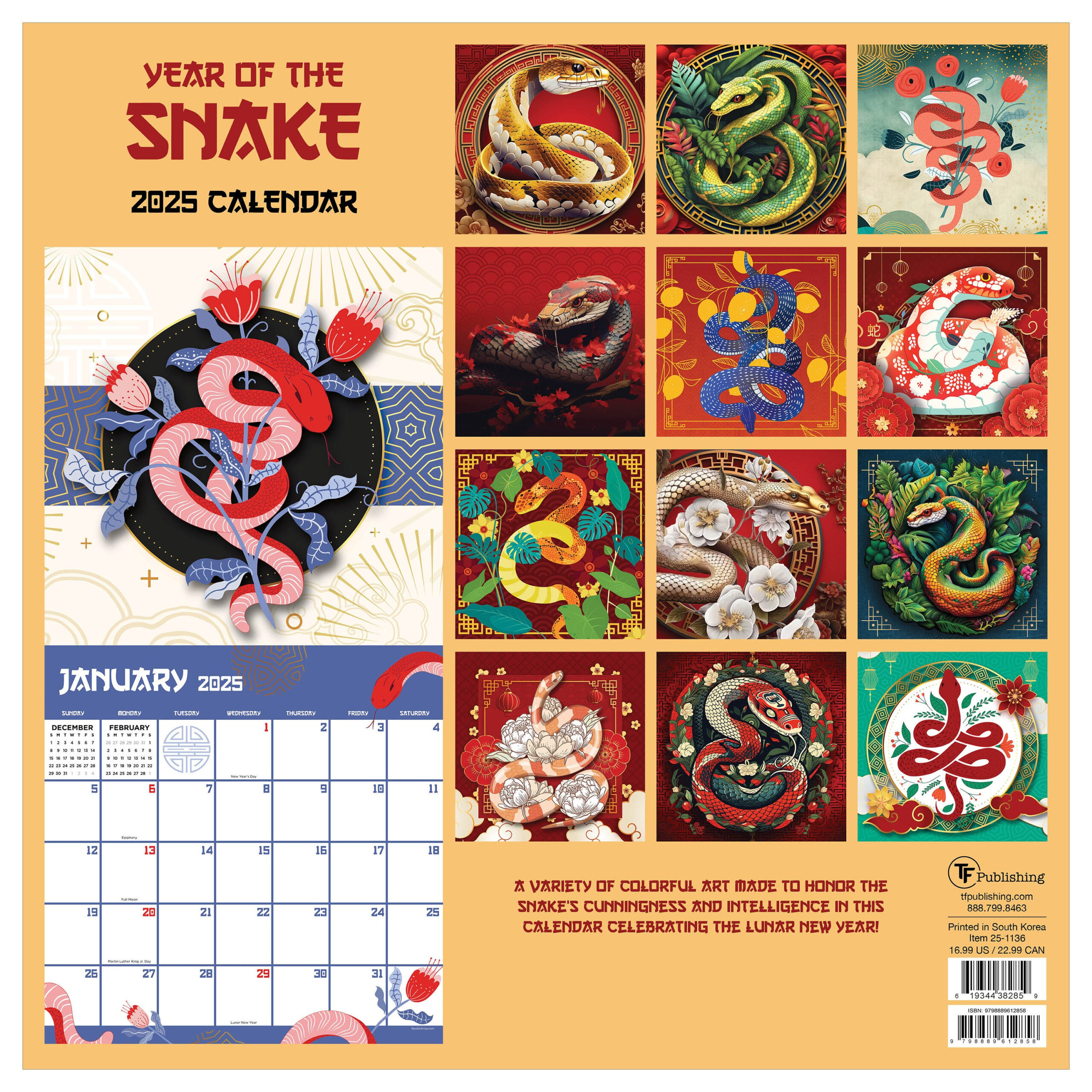 Final Sale 2025 Year Of The Snake Wall Calendar - Etsy.de pertaining to Snakes 2025 Calendar Printable