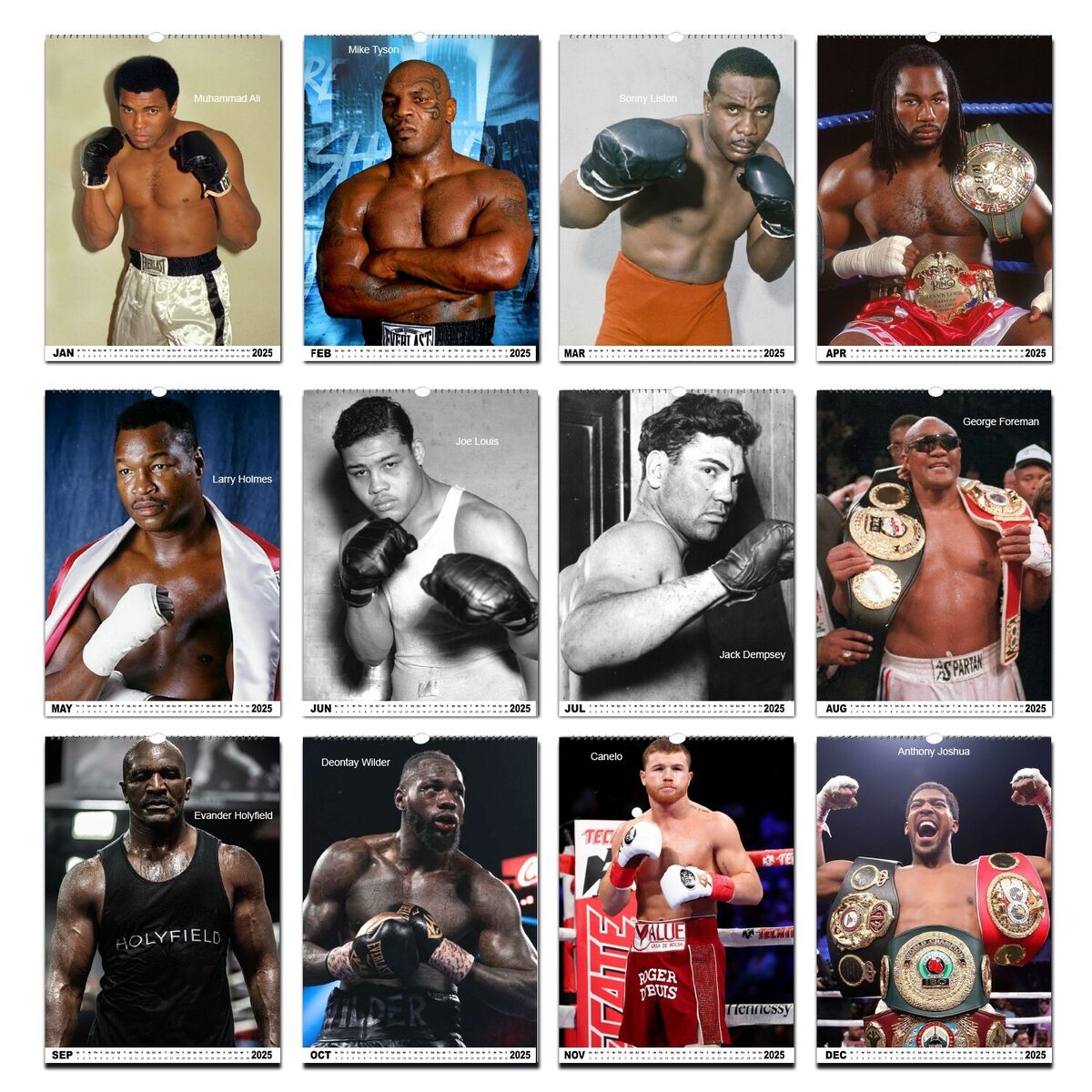 Former Heavyweight Boxers Champions Full Photo Calendar 2025/26 with regard to Just Boxers 2025 Calendar Printable