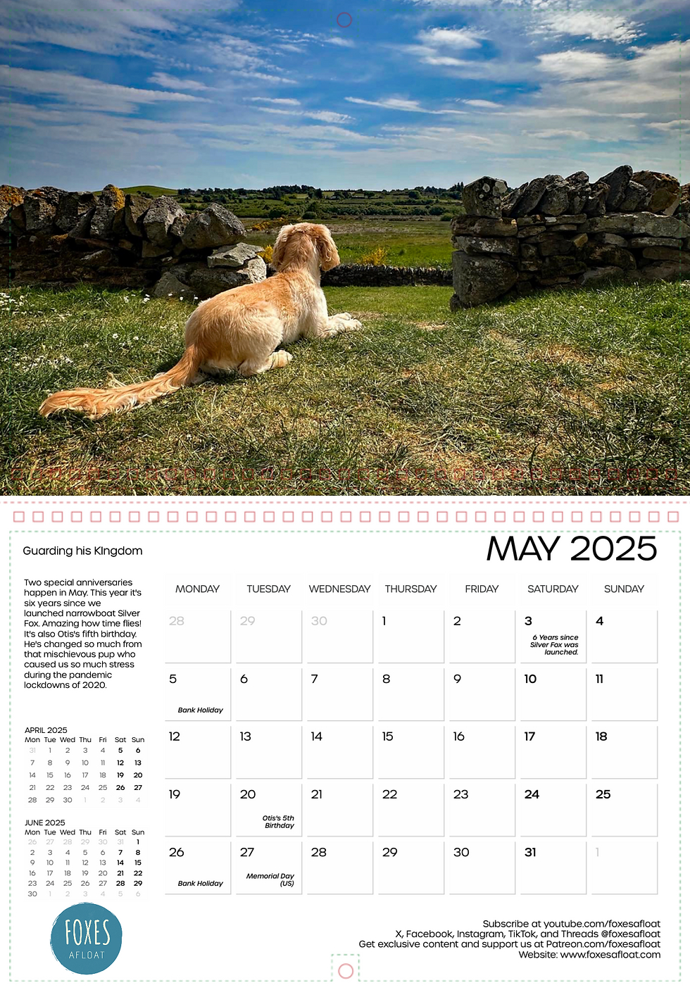 Foxes Afloat 2025 A3 Double Page Wall Calendar. | Foxes Afloat throughout Foxes 2025 Calendar Printable