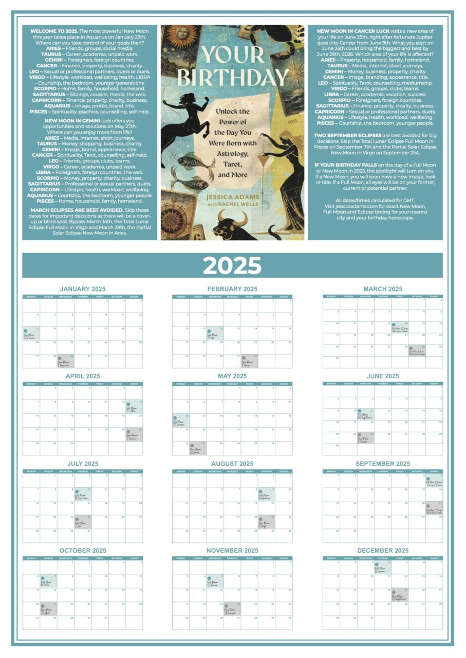 Free 2025 Astrology Moon Calendar • Jessica Adams: Psychic Astrologer within Interplanetary Vacations 2025 Calendar Printable