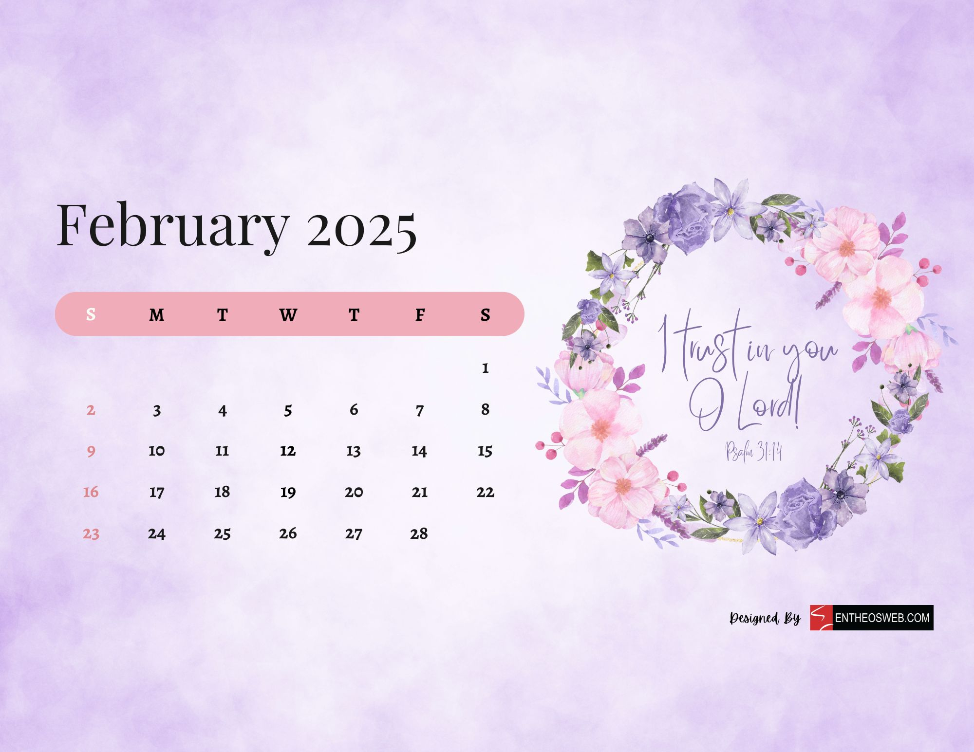 Free 2025 Christian Calendar Printable With Bible Verses | Entheosweb inside Faith 2025 Calendar Printable