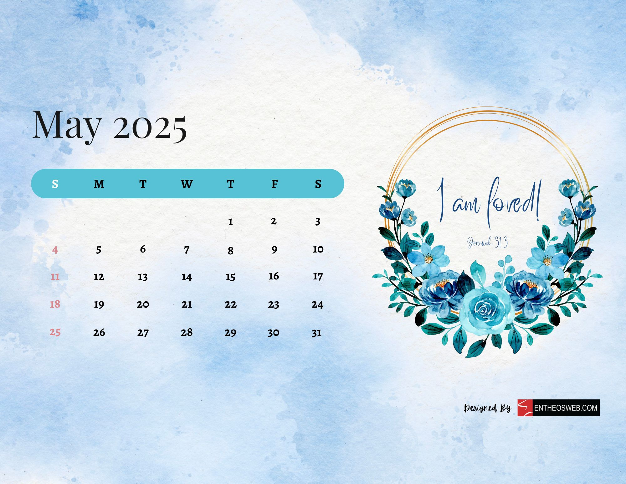 Free 2025 Christian Calendar Printable With Bible Verses | Entheosweb pertaining to Blessings 2025 Calendar Printable