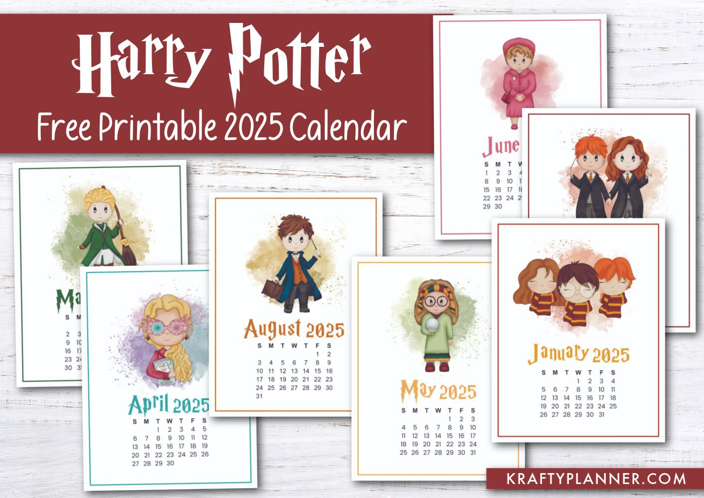 Free 2025 Harry Potter Wall Calendar — Krafty Planner intended for Own Your Magic 2025 Calendar Printable