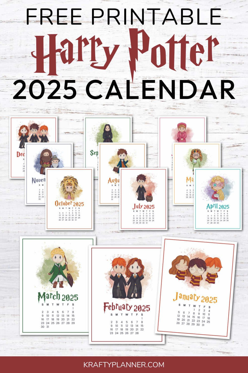 Free 2025 Harry Potter Wall Calendar — Krafty Planner within Harry Potter 2025 Calendar Printable