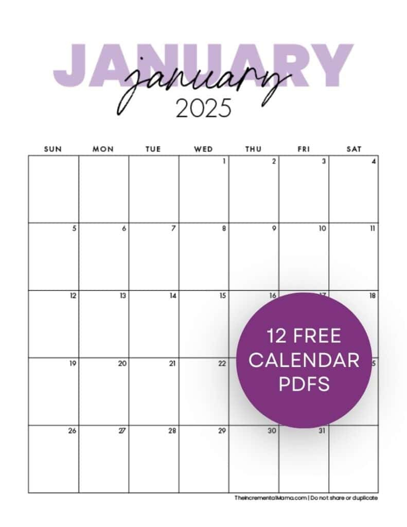 Free 2025 Monthly Calendar Template - January To December throughout Doctors 2025 Calendar Printable