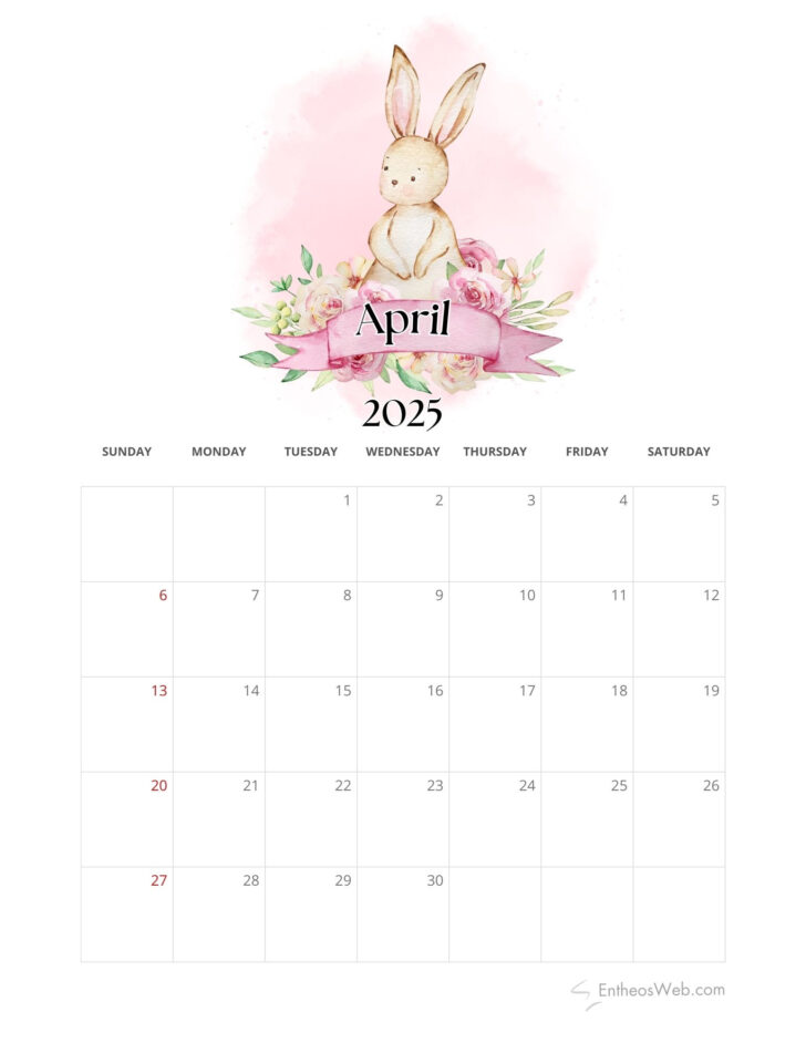 Bunnies 2025 Calendar  Printable