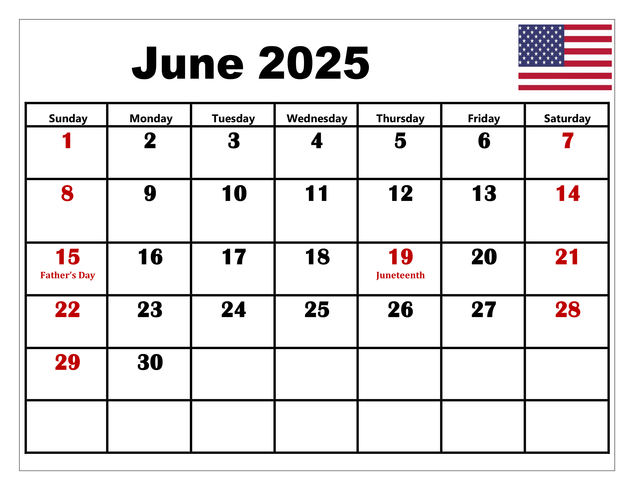 Free June 2025 Calendar Printable Pdf Template With Holidays for June Calendar 2025 with Holidays