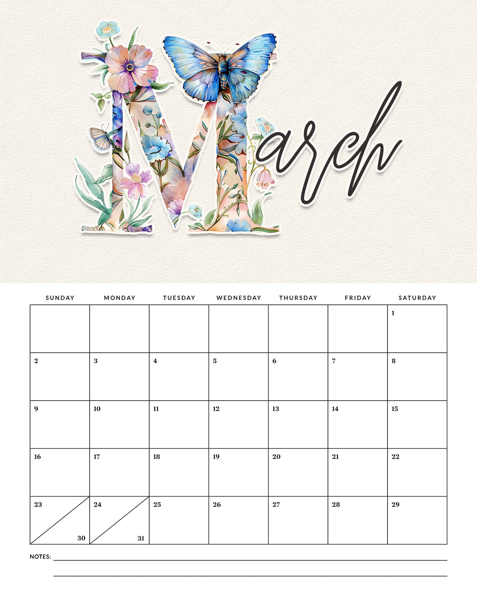 Free Printable 2025 Butterfly Calendar - The Cottage Market regarding Butterflies 2025 Calendar Printable