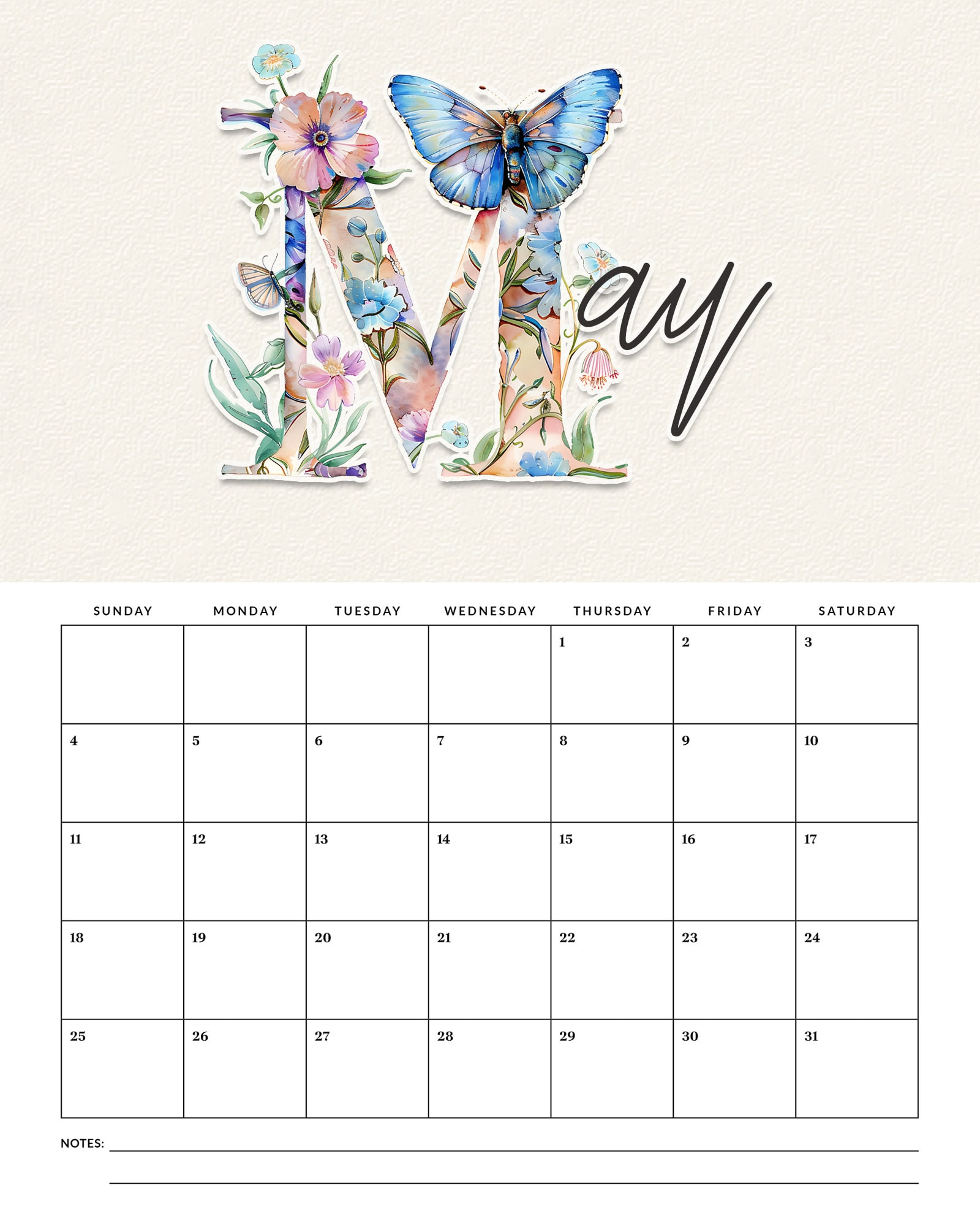 Free Printable 2025 Butterfly Calendar - The Cottage Market with regard to Butterflies Photo 2025 Calendar Printable