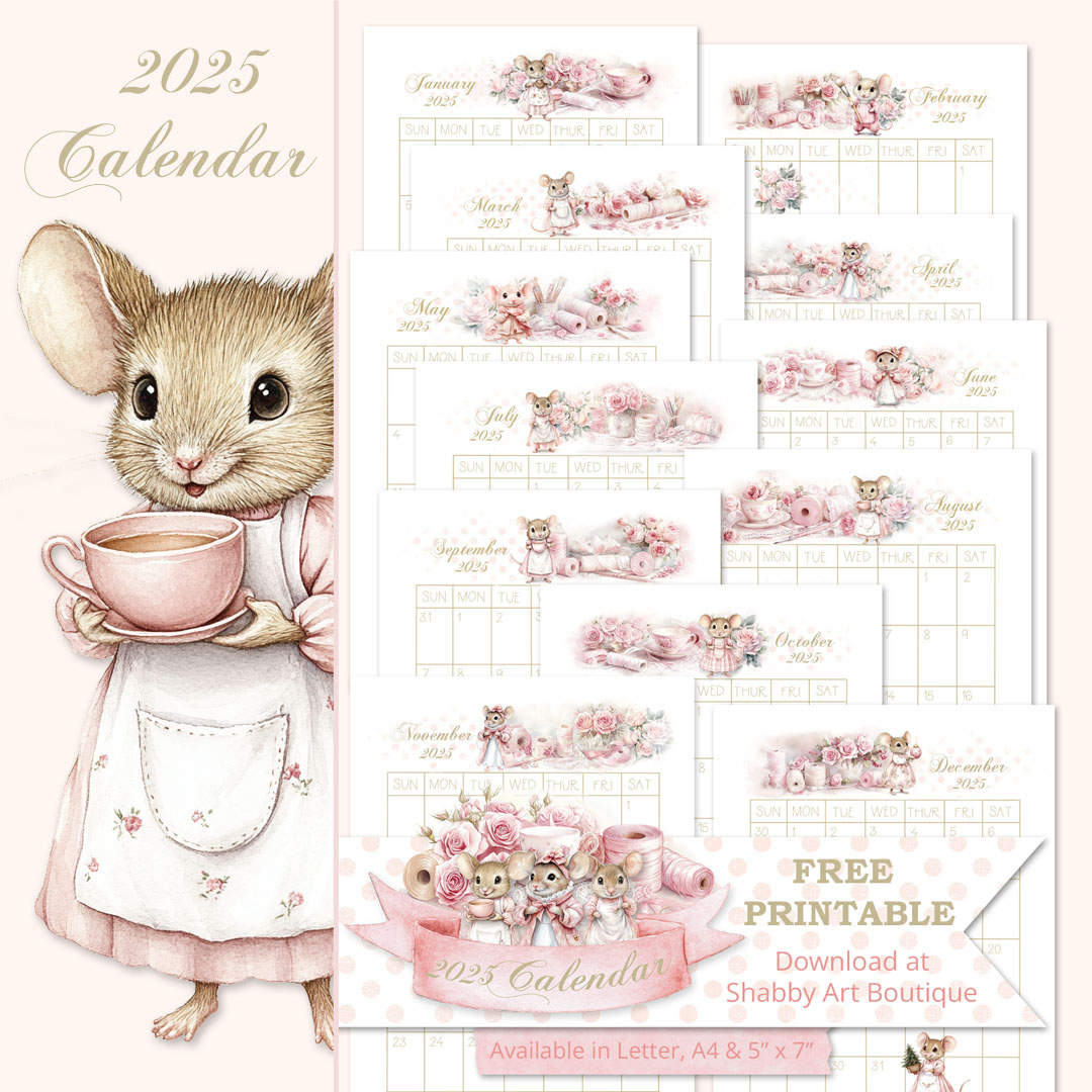 Free Printable 2025 Calendar - Shabby Art Boutique intended for Gallery Animalia 2025 Calendar Printable