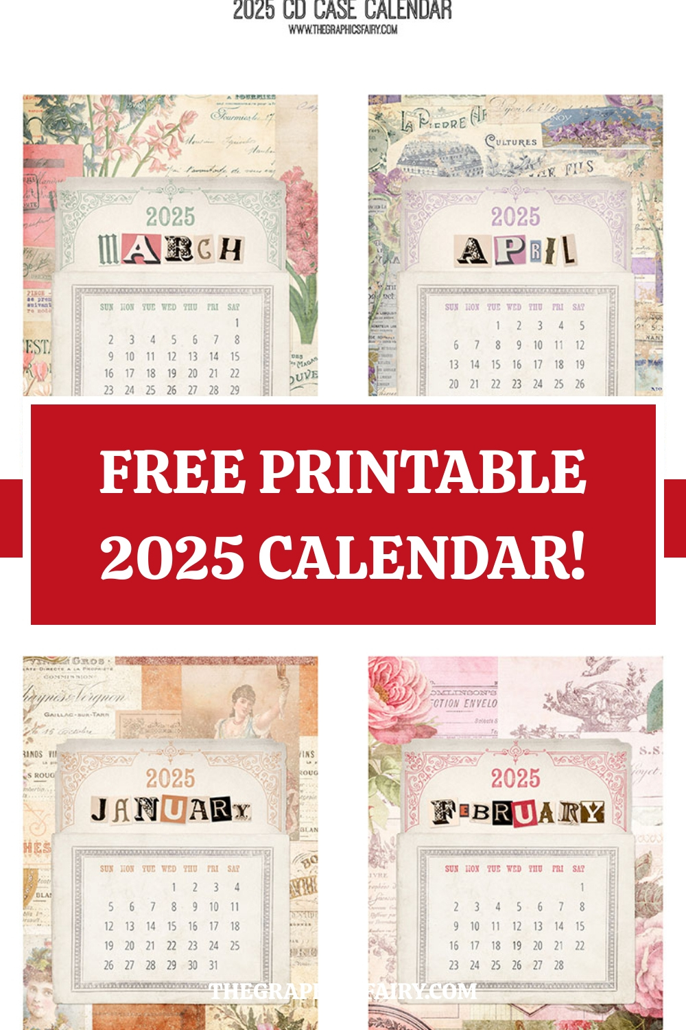 Free Printable 2025 Calendar! - The Graphics Fairy within Antique Maps 2025 Calendar Printable
