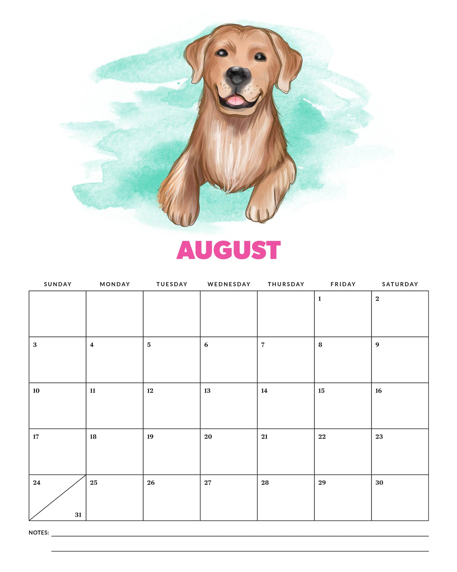 Free Printable 2025 Cute Dog Calendar - The Cottage Market for Dogs Life 2025 Calendar Printable