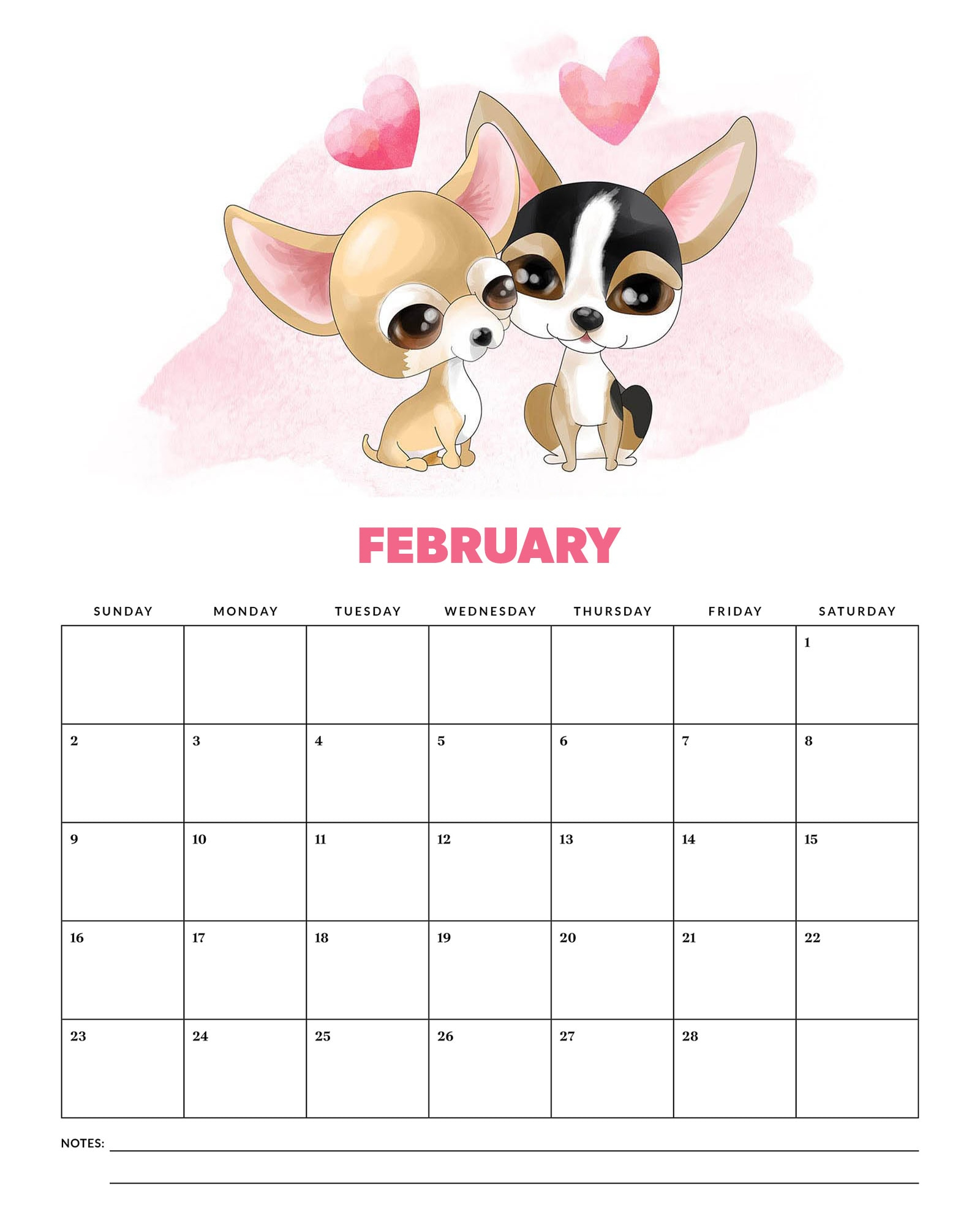 Free Printable 2025 Cute Dog Calendar - The Cottage Market in Puppies in Pink 2025 Calendar Printable