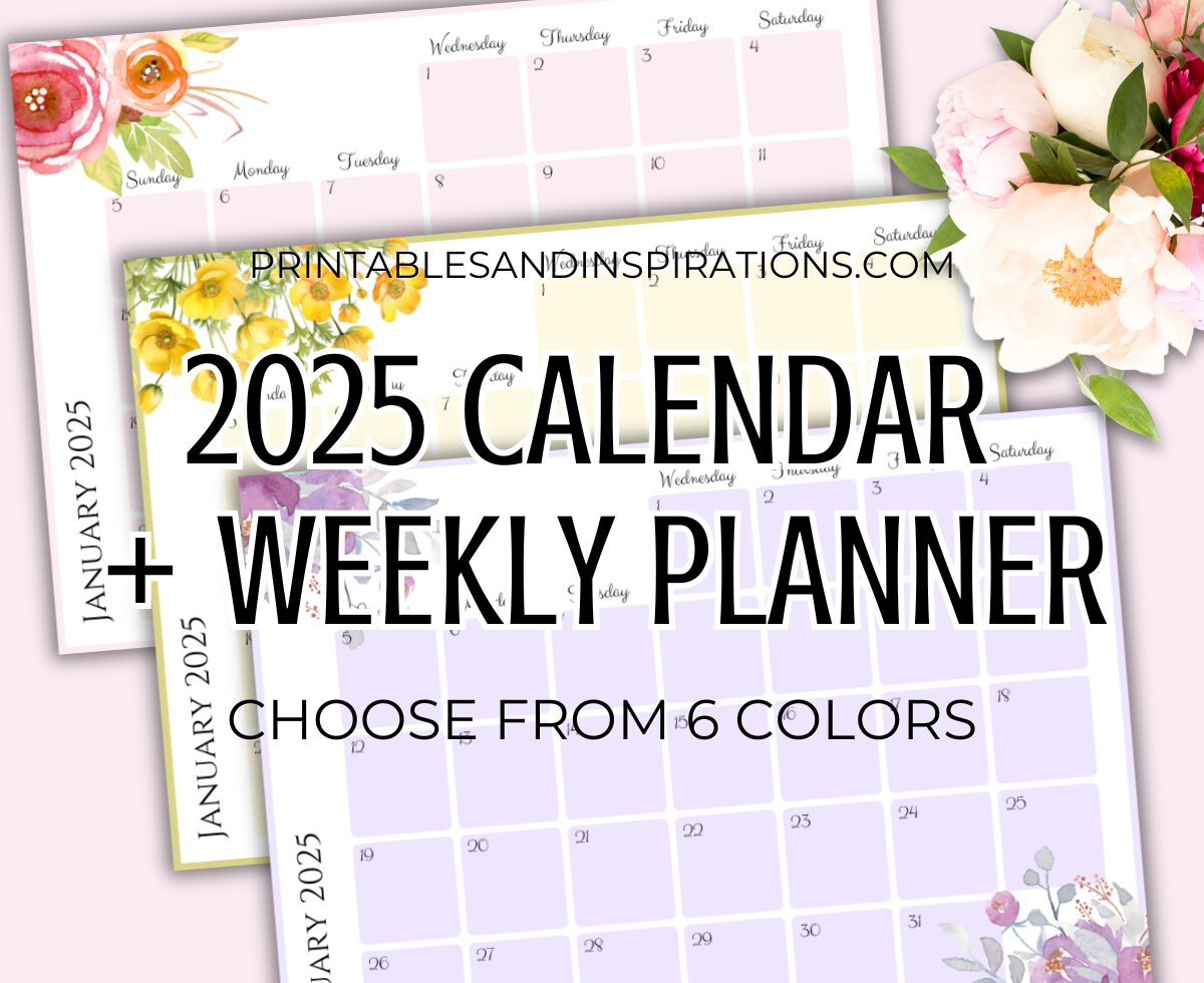 Free Printable 2025 Monthly Calendar + Weekly Planner - Printables throughout Just Yellow Labs 2025 Calendar Printable