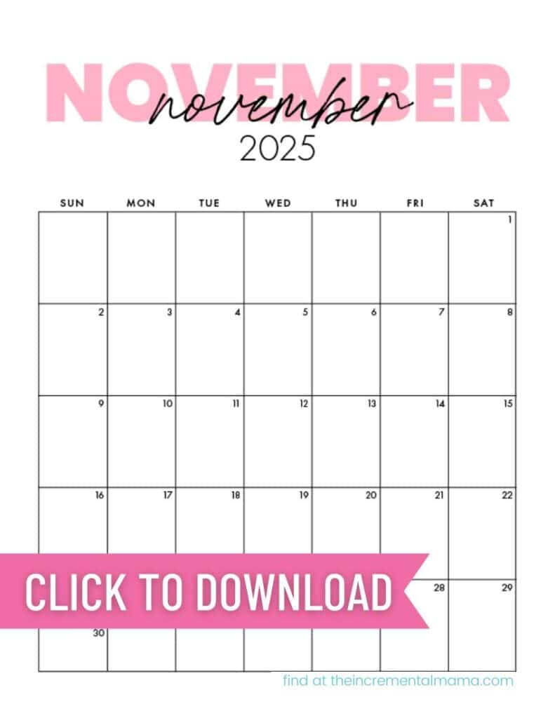 Free Printable 2025 Pink Calendar Templates - The Incremental Mama in Above And Beyond 2025 Calendar Printable