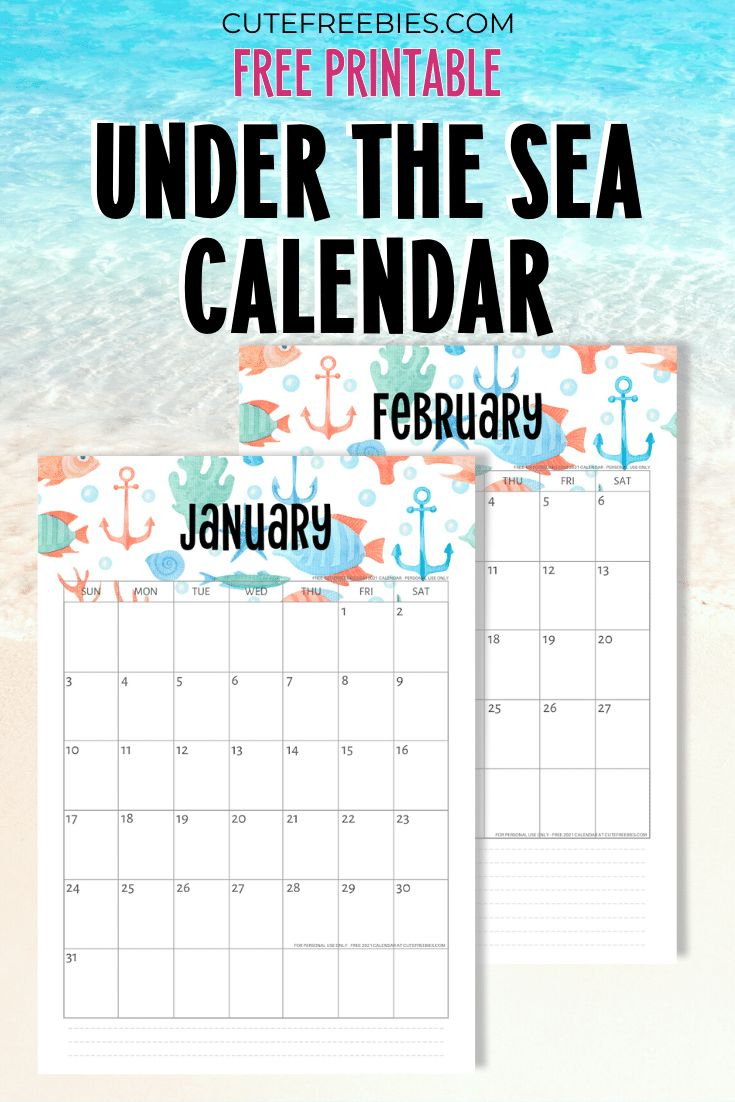 Free Printable 2025 Sea Themed Calendar + More Freebies - Cute pertaining to By the Sea 2025 Calendar Printable