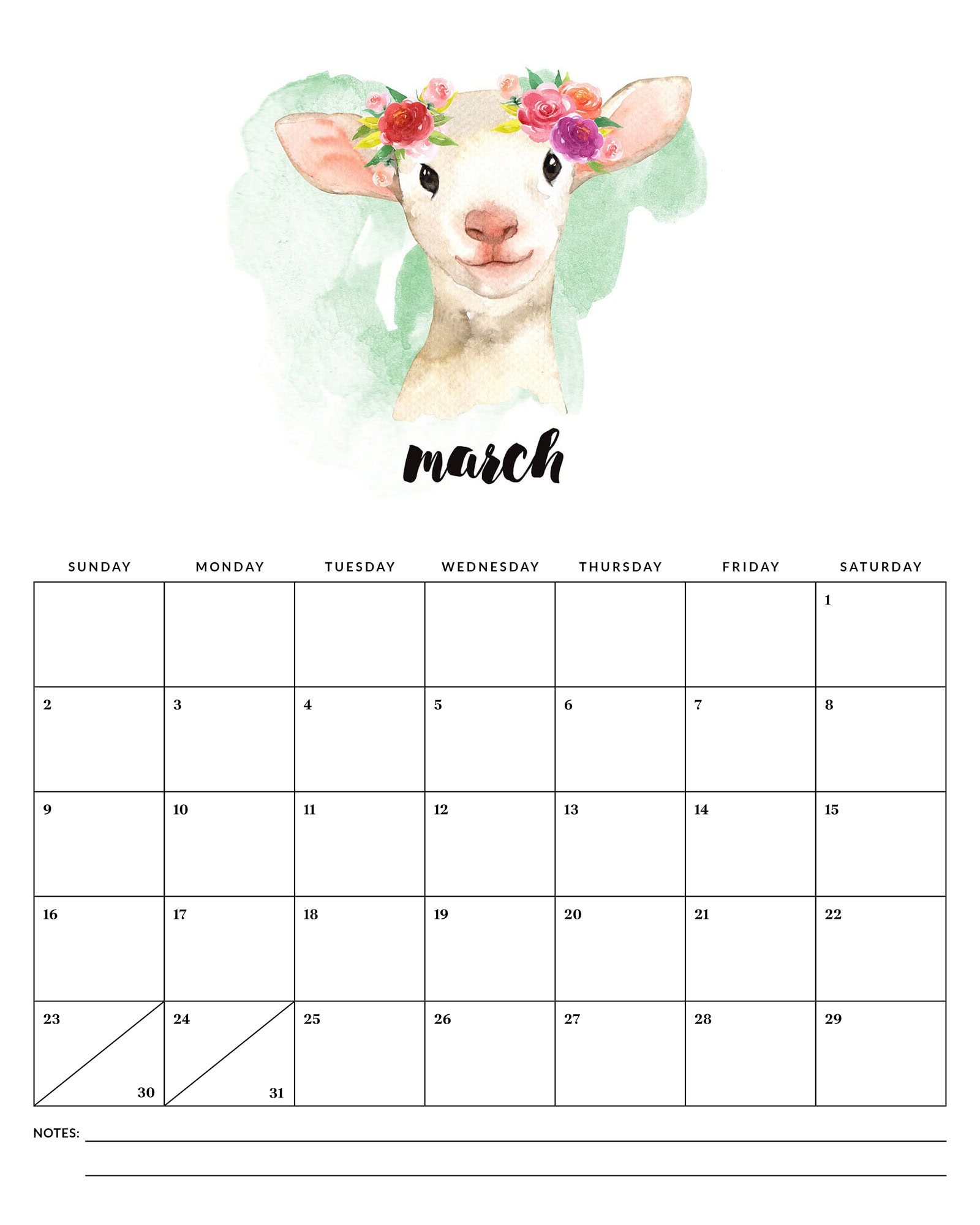 Free Printable 2025 Watercolor Animal Calendar - The Cottage Market with Wildlife 2025 Calendar Printable