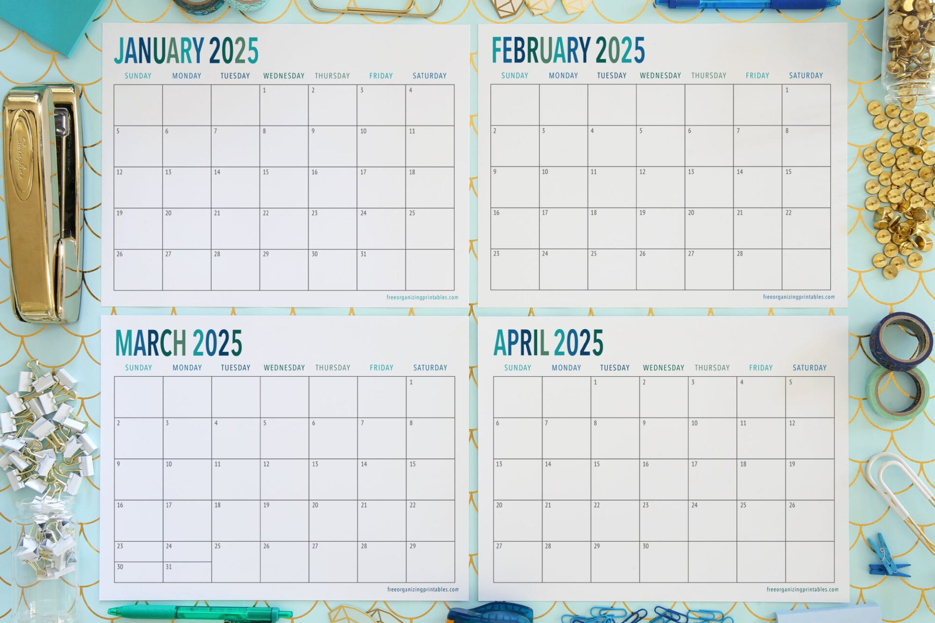 Free Printable Calendar 2025 | Free Organizing Printables in Sky Is The Limit 2025 Calendar Printable