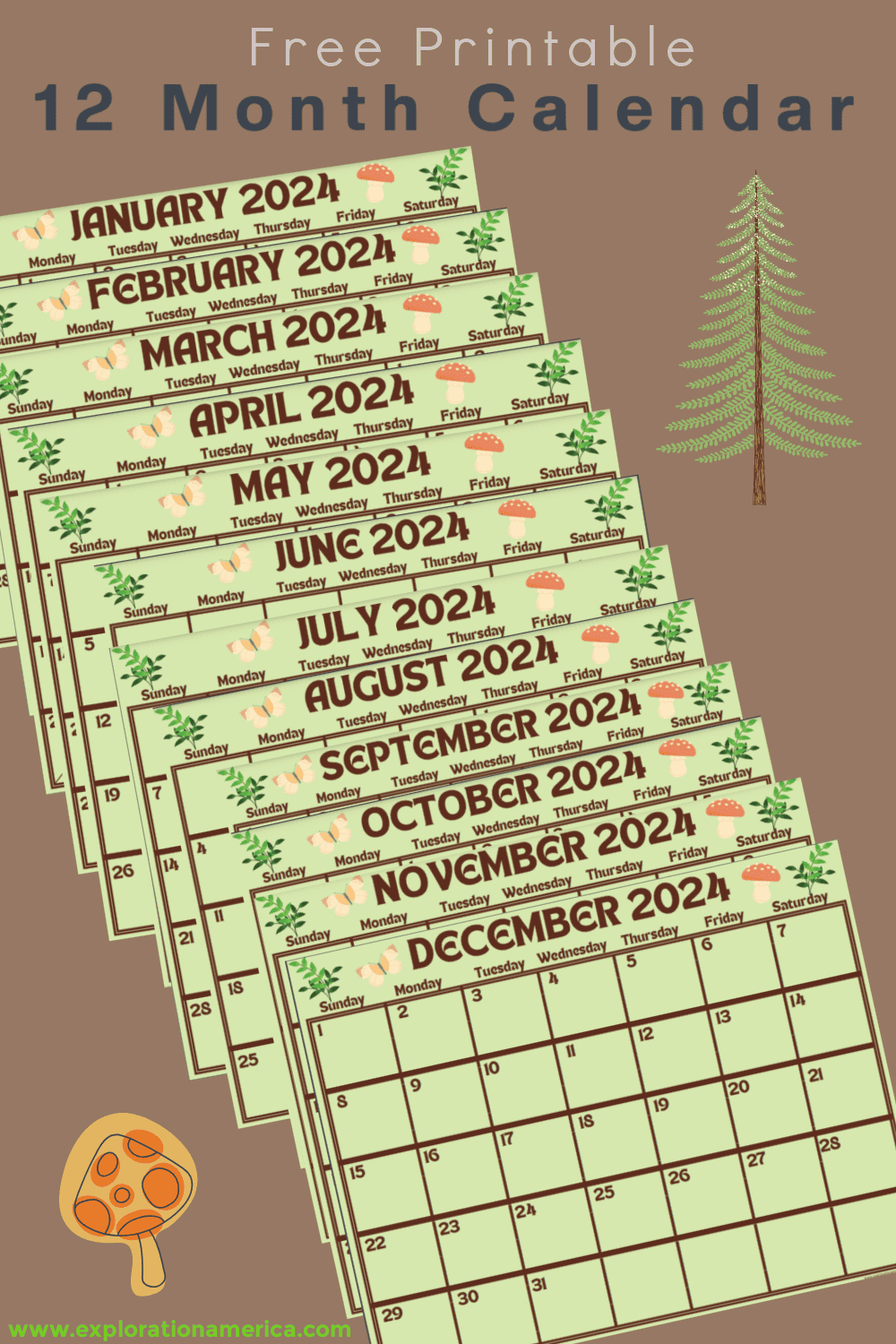 Free Printable Calendar - Nature Themed 12 Month Calendar within Ohio Nature 2025 Calendar Printable