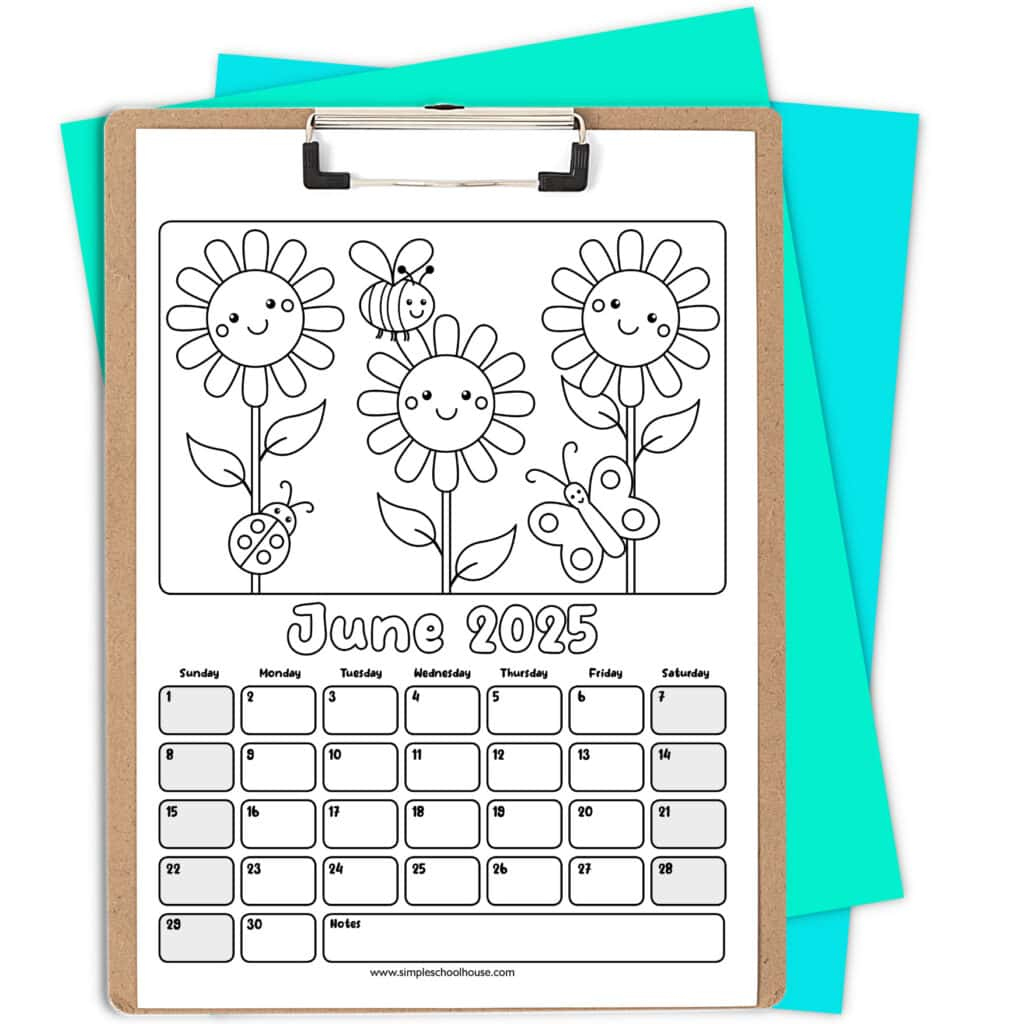 Free Printable Coloring Calendar For Kids In 2025 • Mindfulmazing for Calm Coloring 2025 Calendar Printable