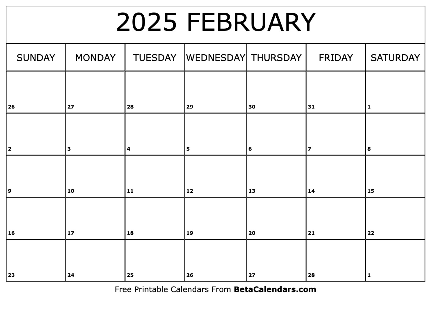 Free Printable February 2025 Calendar inside Rome 2025 Calendar Printable