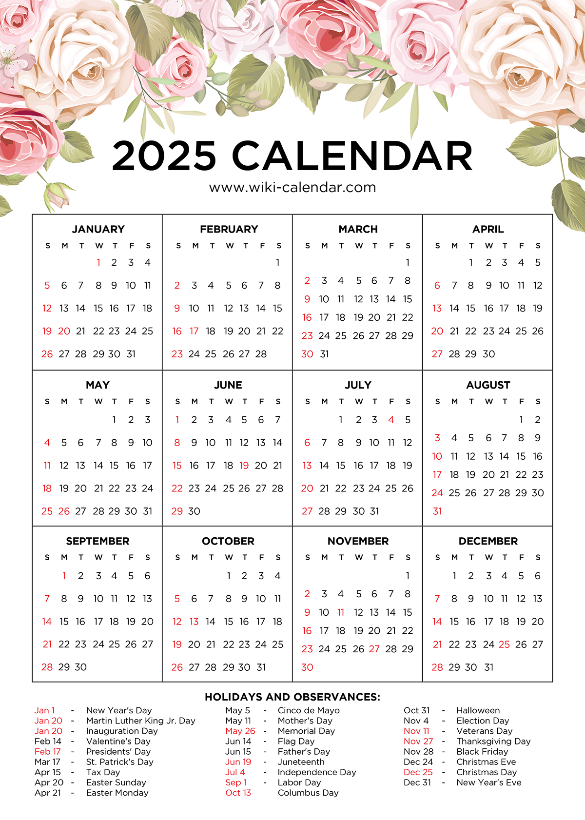 Free Printable Floral Calendar 2025 - Wiki Calendar intended for No Clucks Given 2025 Calendar Printable