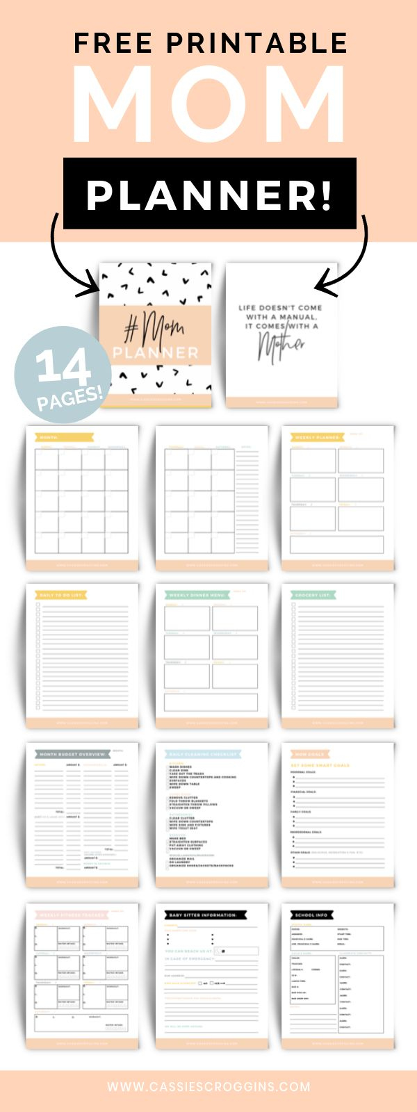 Free Printable Mom Planner + 45 Page Ultimate Mom Planner! for Moms Planner 2025 Calendar Organizer Printable