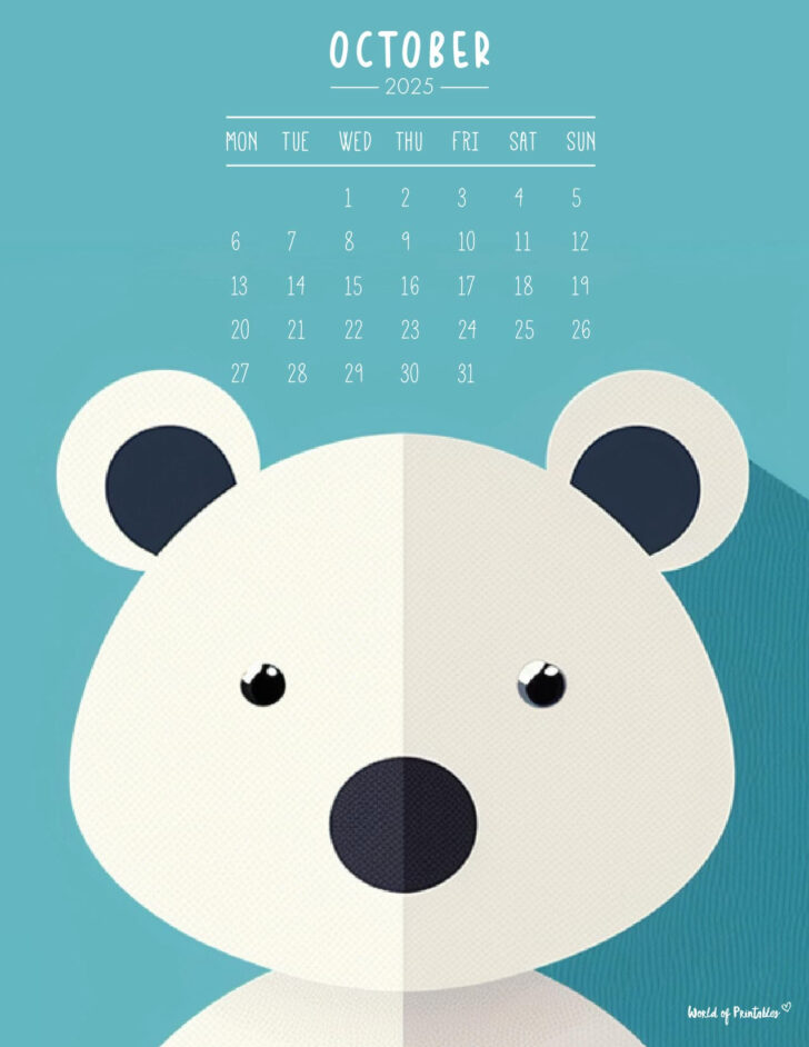 Teddys World 2025 Calendar Printable