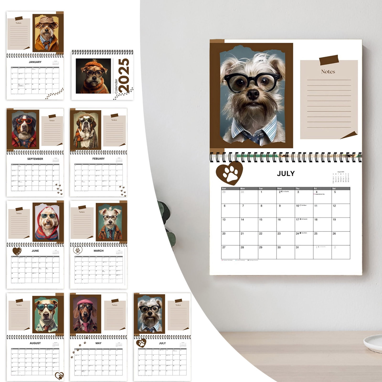Fun Dogs Wall Calendar 2025 - Large Family Planner, Daily Organizer, Cute Monthly Doggy Design within Avanti Dogs Gone Wild 2025 Calendar Printable