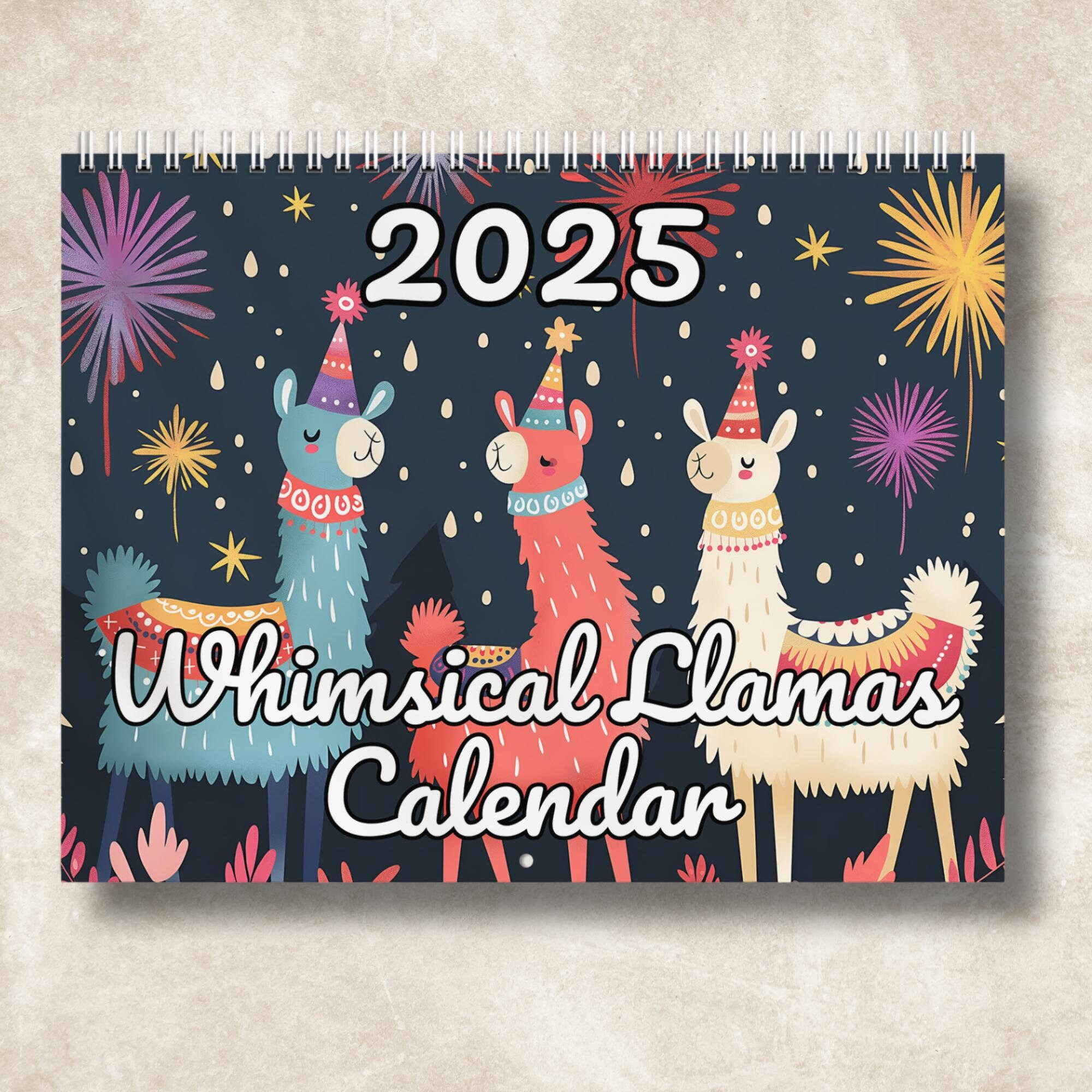 Funny Llamas Calendar 2025, Cute Llamas Art, Kids Room, Home for Llamas 2025 Calendar Printable