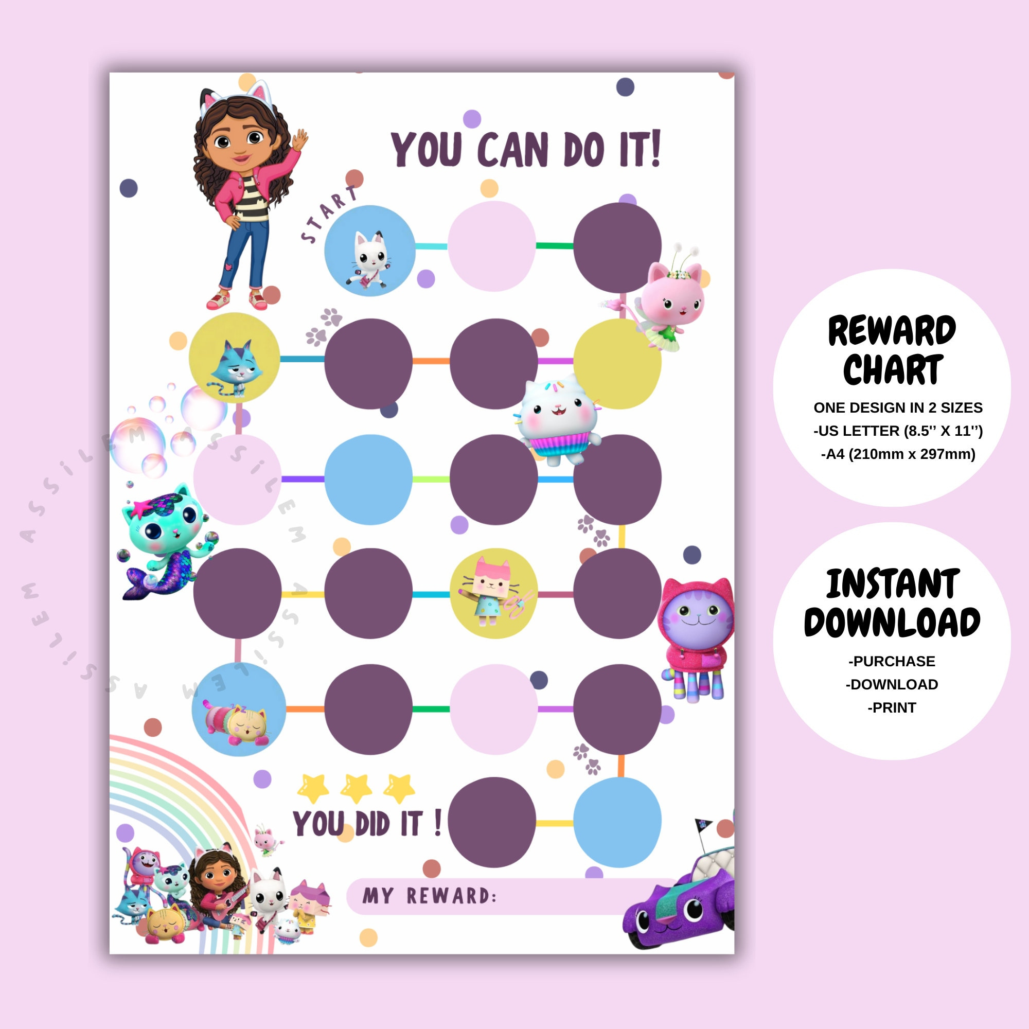 Gabby&amp;#039;S Dollhouse Reward Chart For Kids, Printable Behavior Chart within Gabbys Dollhouse 2025 Calendar Printable
