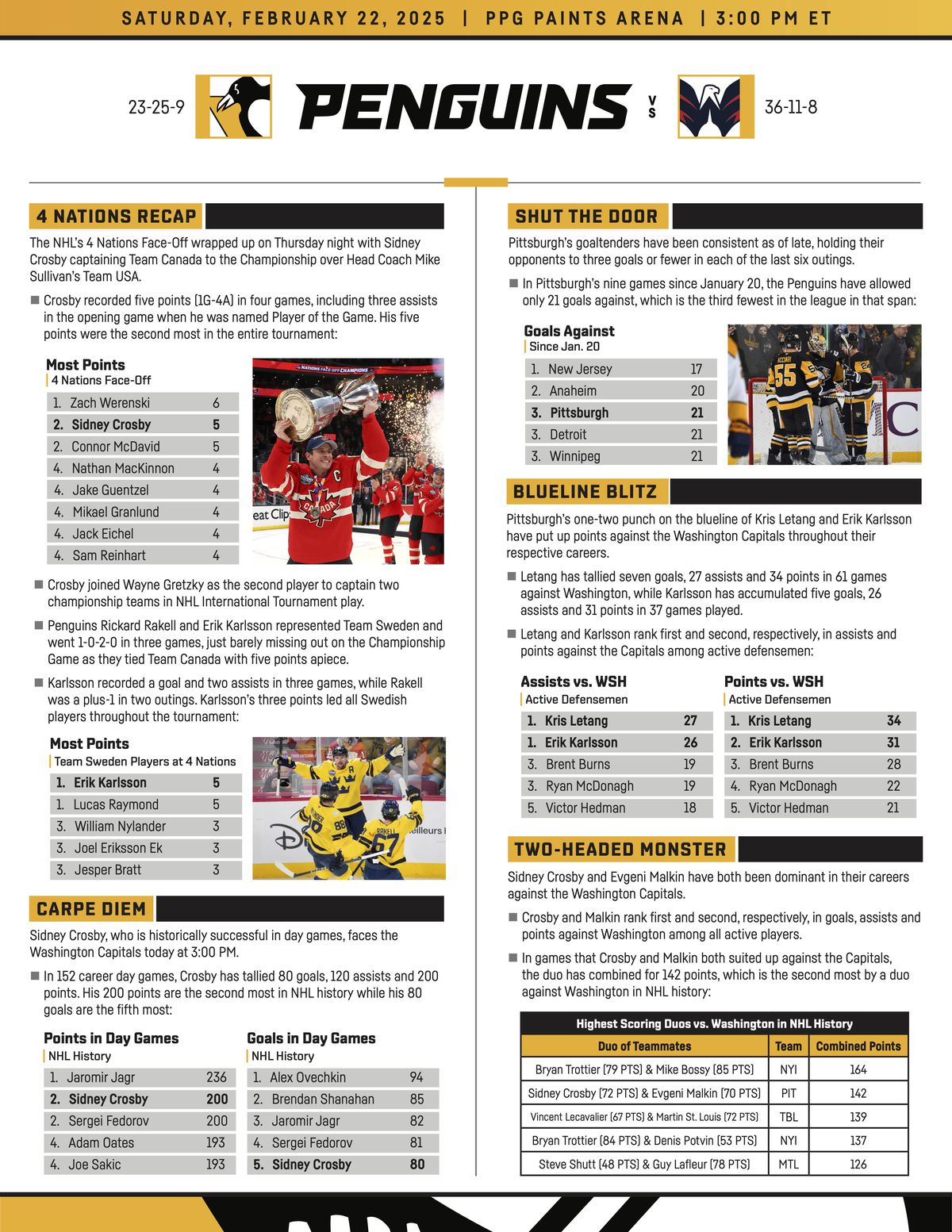 Game Preview: Washington Capitals At Pittsburgh Penguins 2/22/2025 within Nhl Pittsburgh Penguins 2025 Calendar Printable