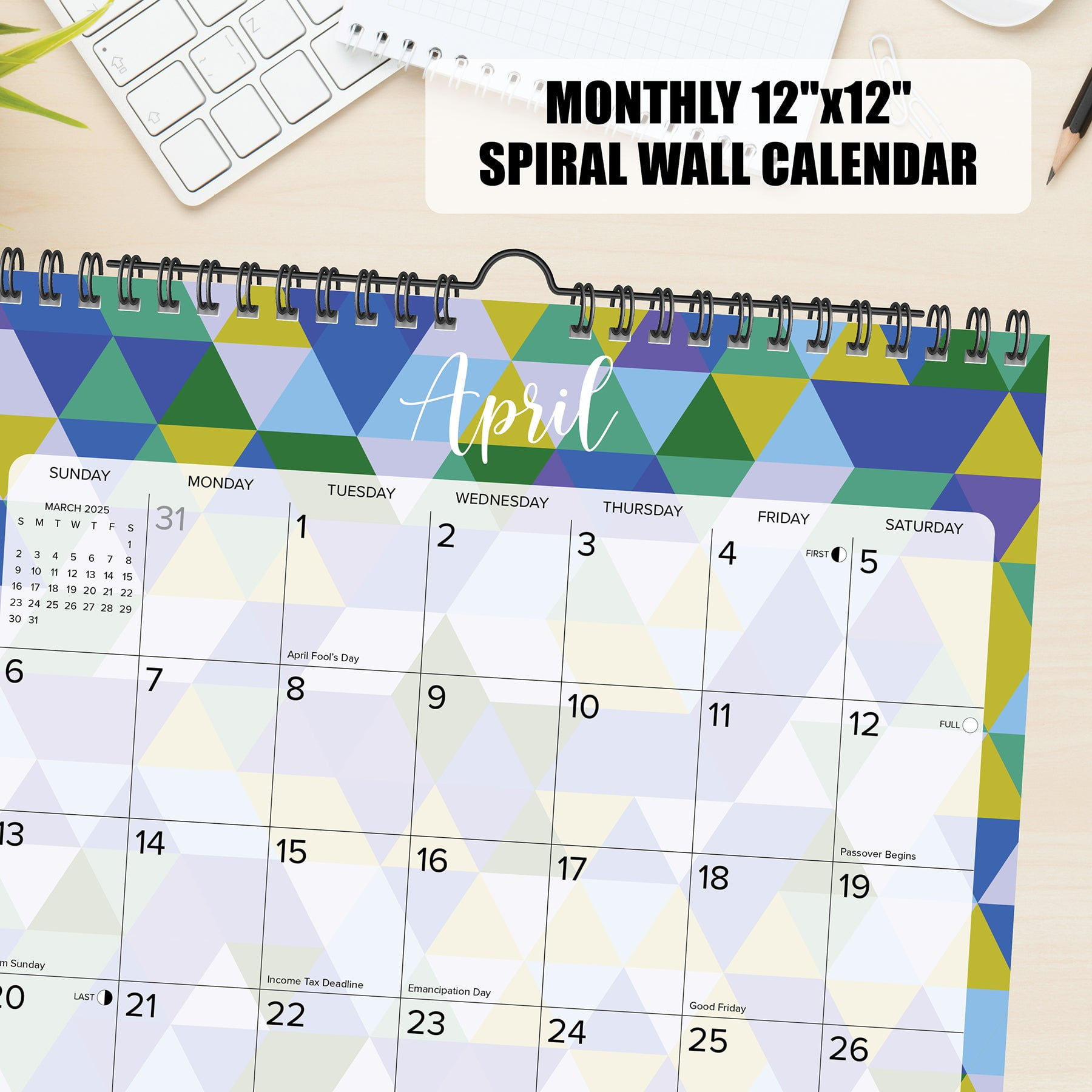 Geometric 2025 12&amp;quot; X 12&amp;quot; Spiral Wall Calendar regarding Aspire to Inspire 2025 Calendar Printable