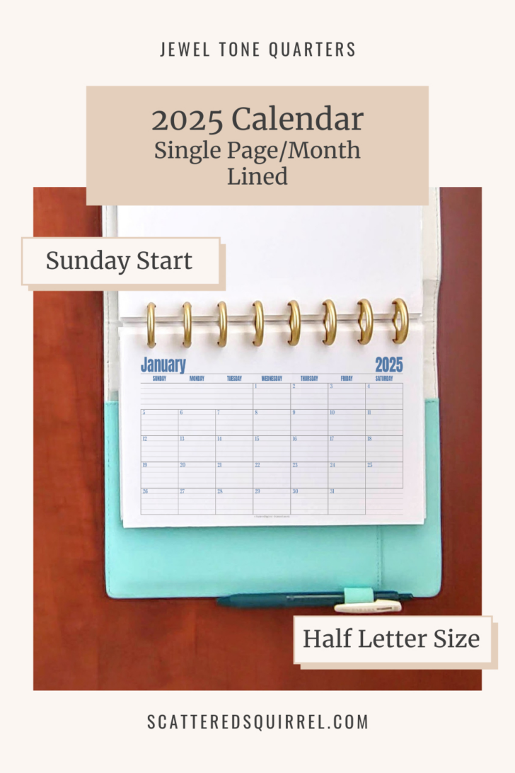 Jewels 2025 Calendar Printable