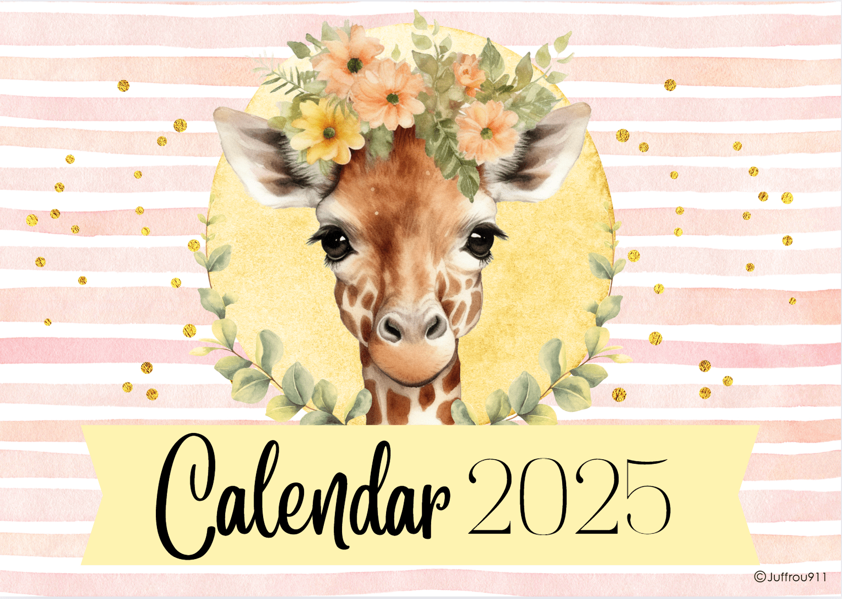 Giraffe A3 Desk Calendar 2025 - Juffrou 911 with regard to Giraffes 2025 Calendar Printable