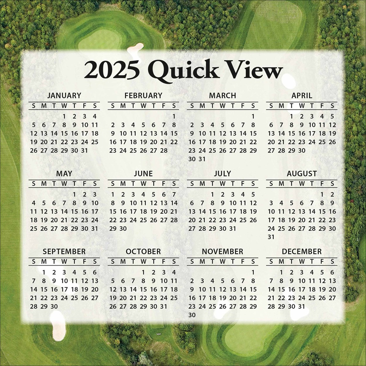Golf Courses Desk Calendar 2025 throughout Golf Courses Photo 2025 Calendar Printable